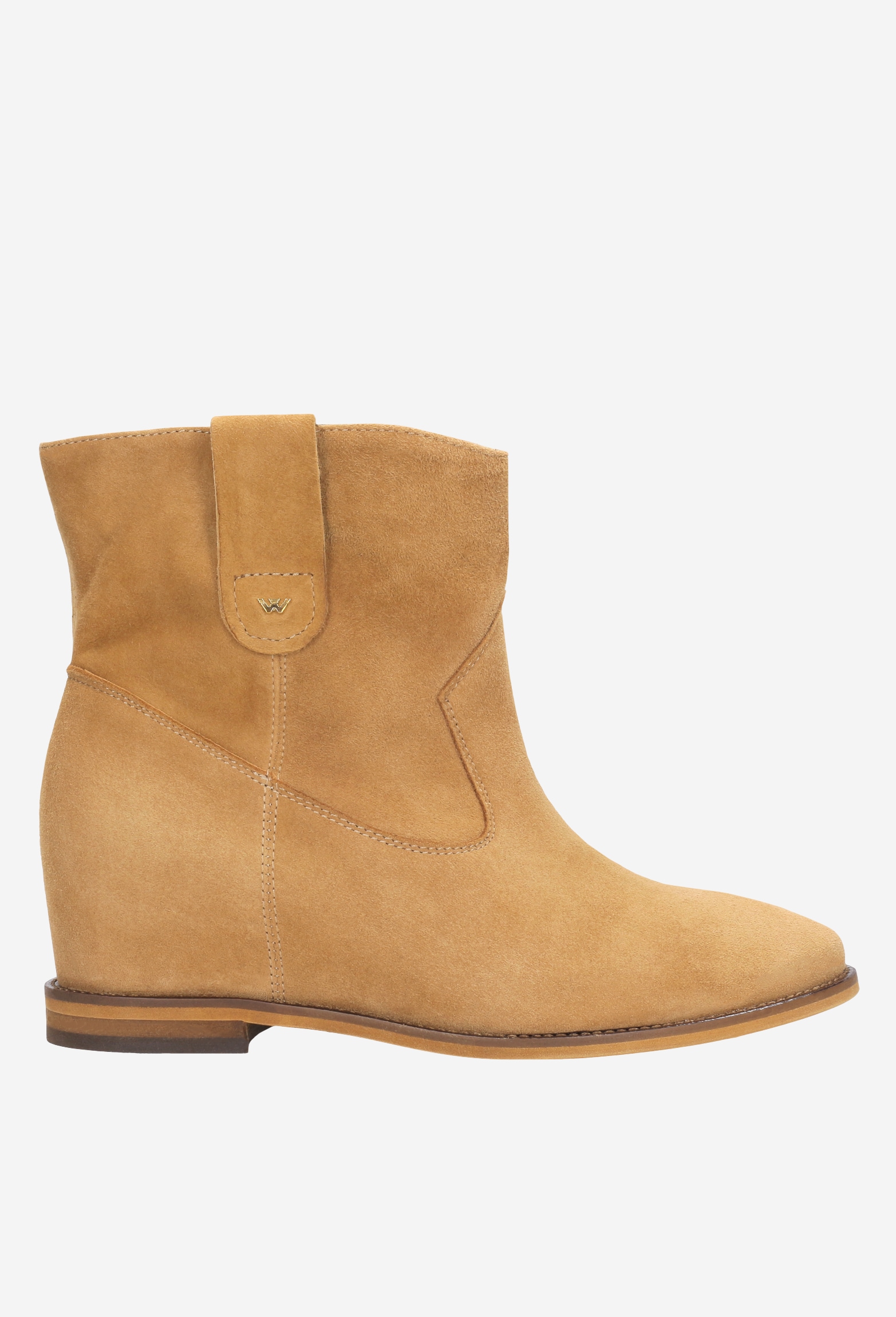 Jasnobrązowe botki damskie na ukrytej koturnie