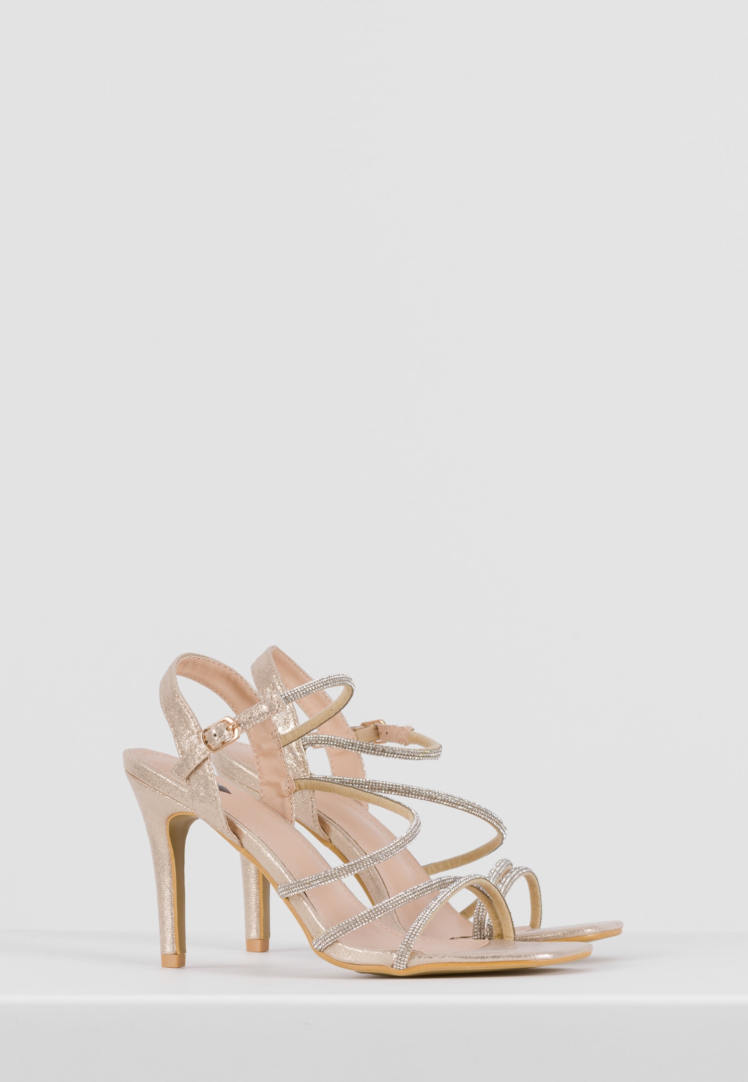 Czarne wieczorowe sandały damskie na obcasie