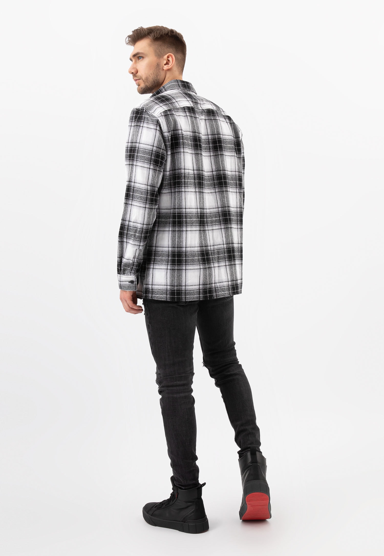 Czarne skórzane trampki męskie ponad kostkę