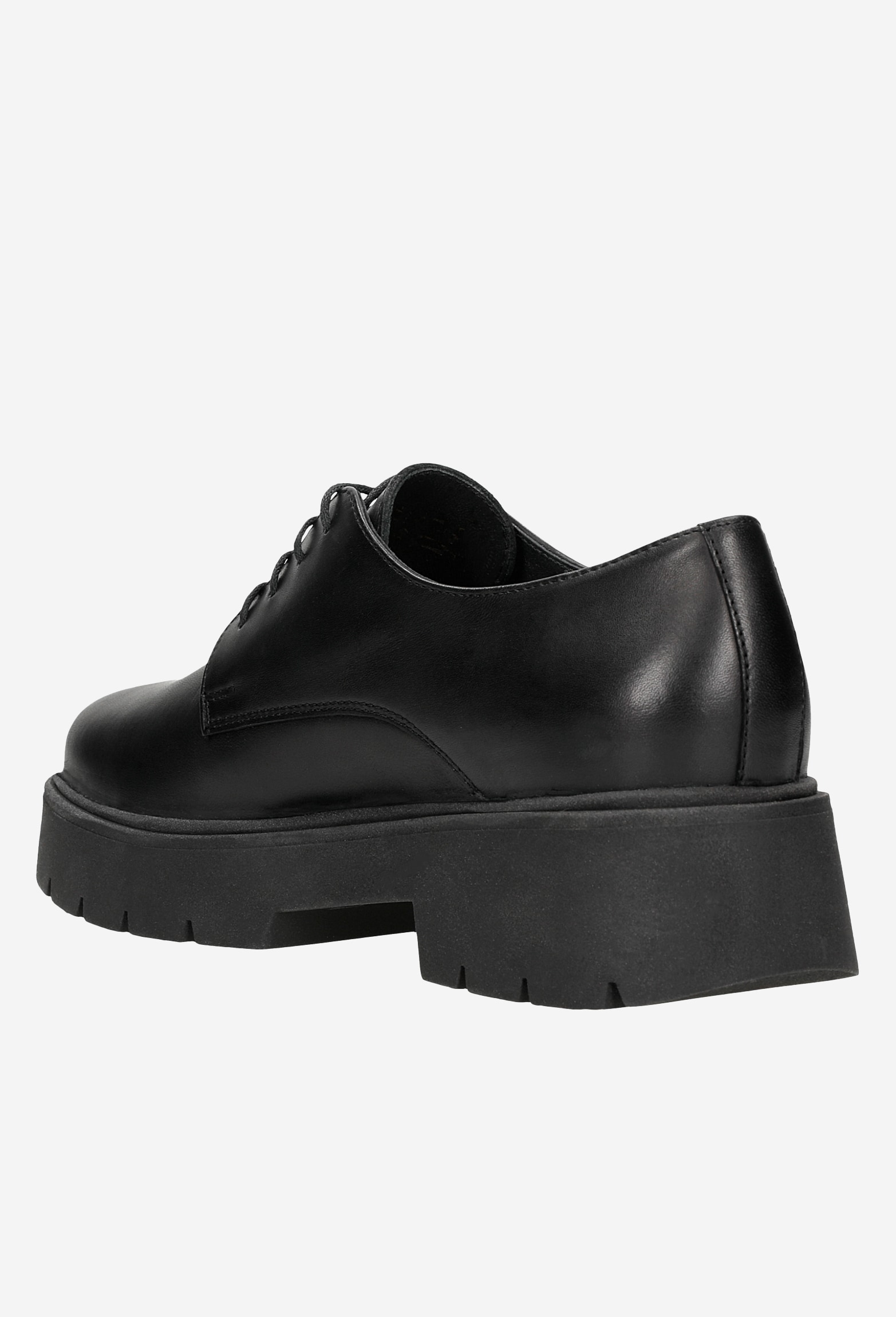 Czarne sznurowane półbuty damskie z gładkiej skóry licowej