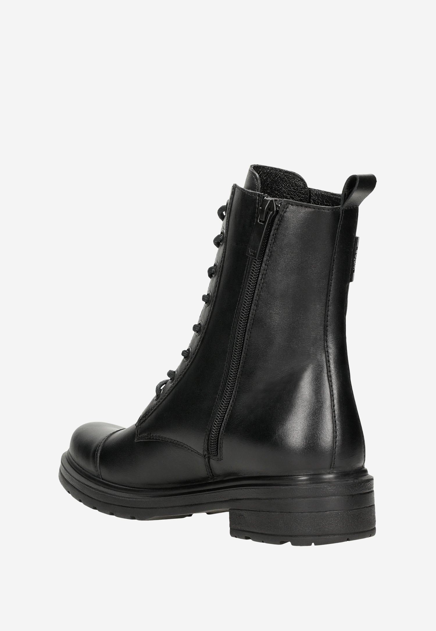 Czarne skórzane trzewiki damskie z ociepleniem