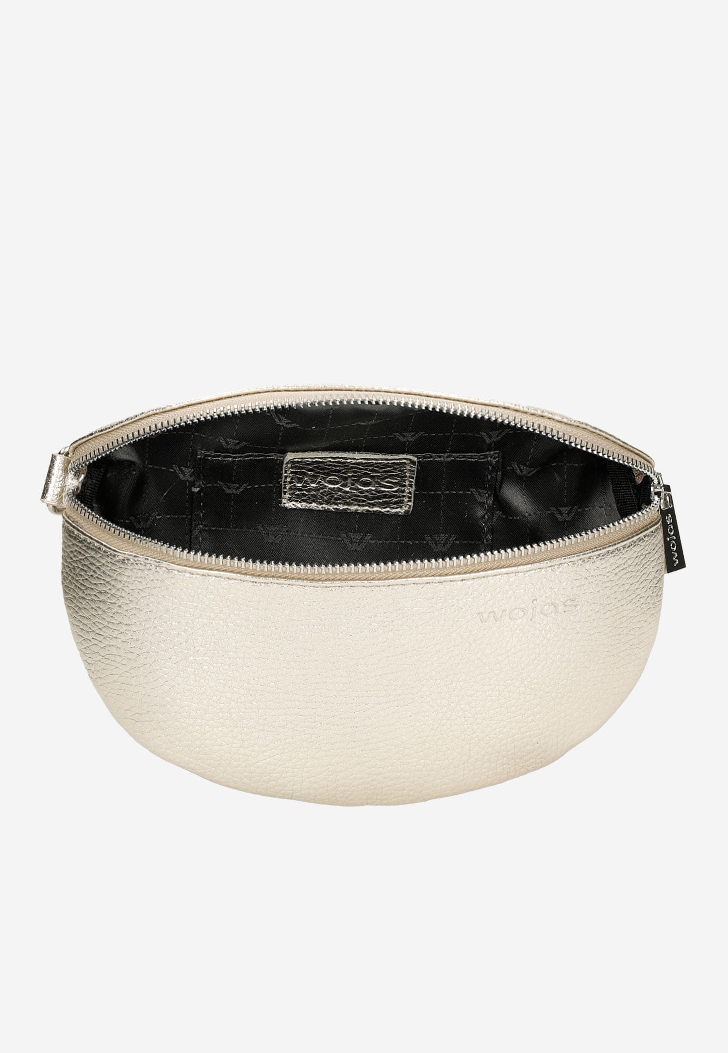 Jasnobeżowa nerka damska ze skóry licowej