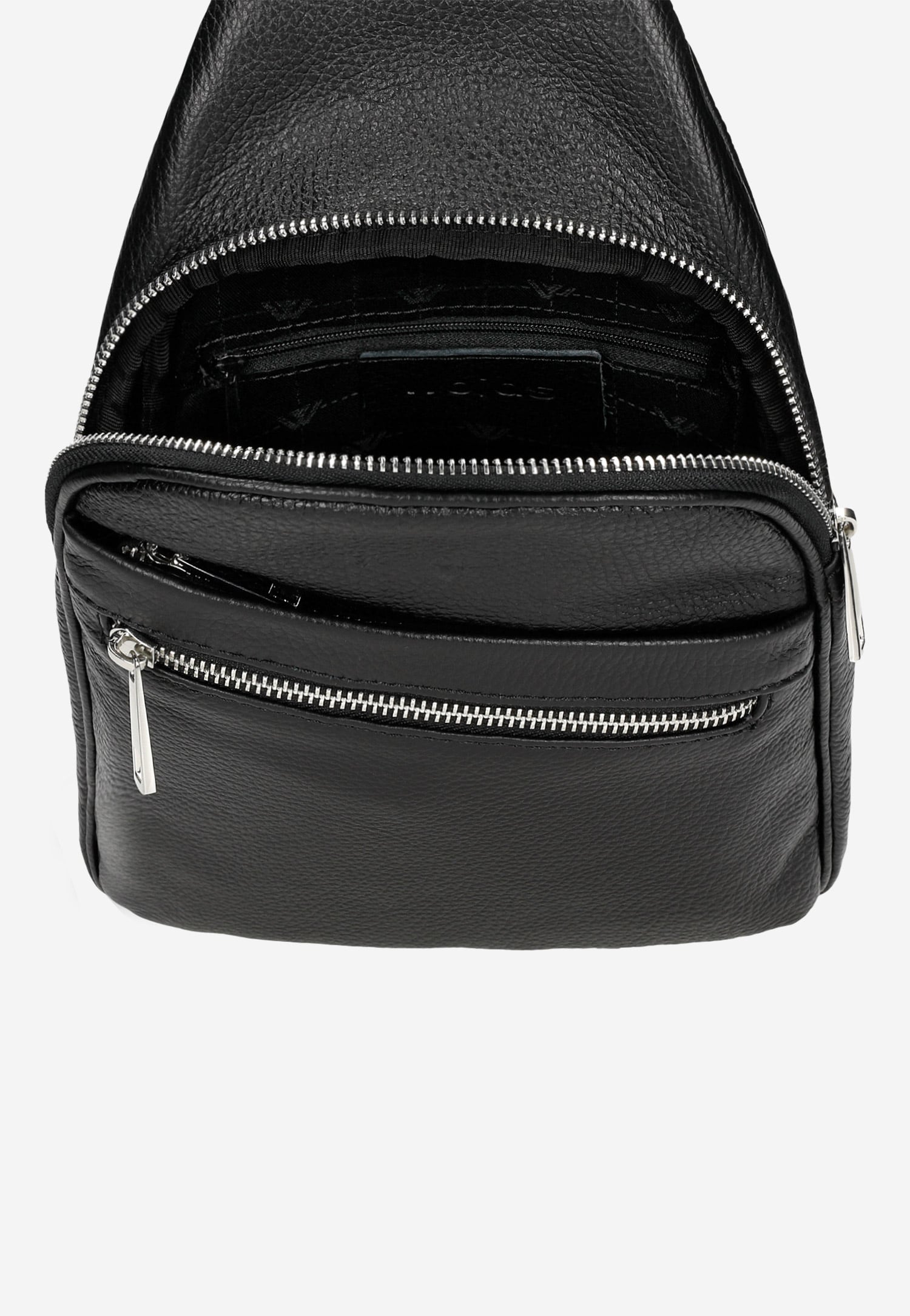 Mała czarna torba męska ze skóry licowej