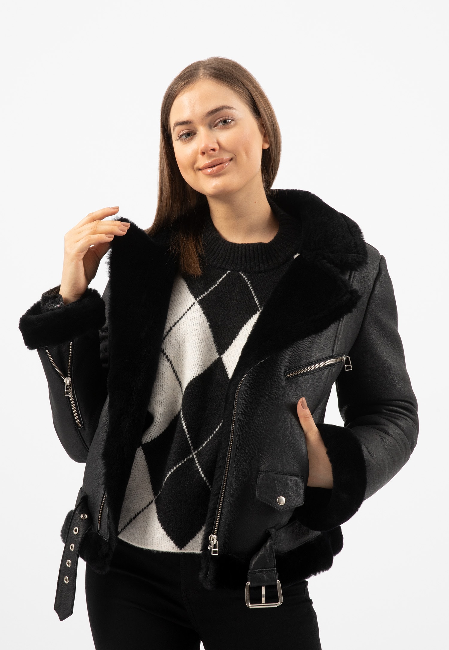 RELAKS beżowa kurtka damska kożuch