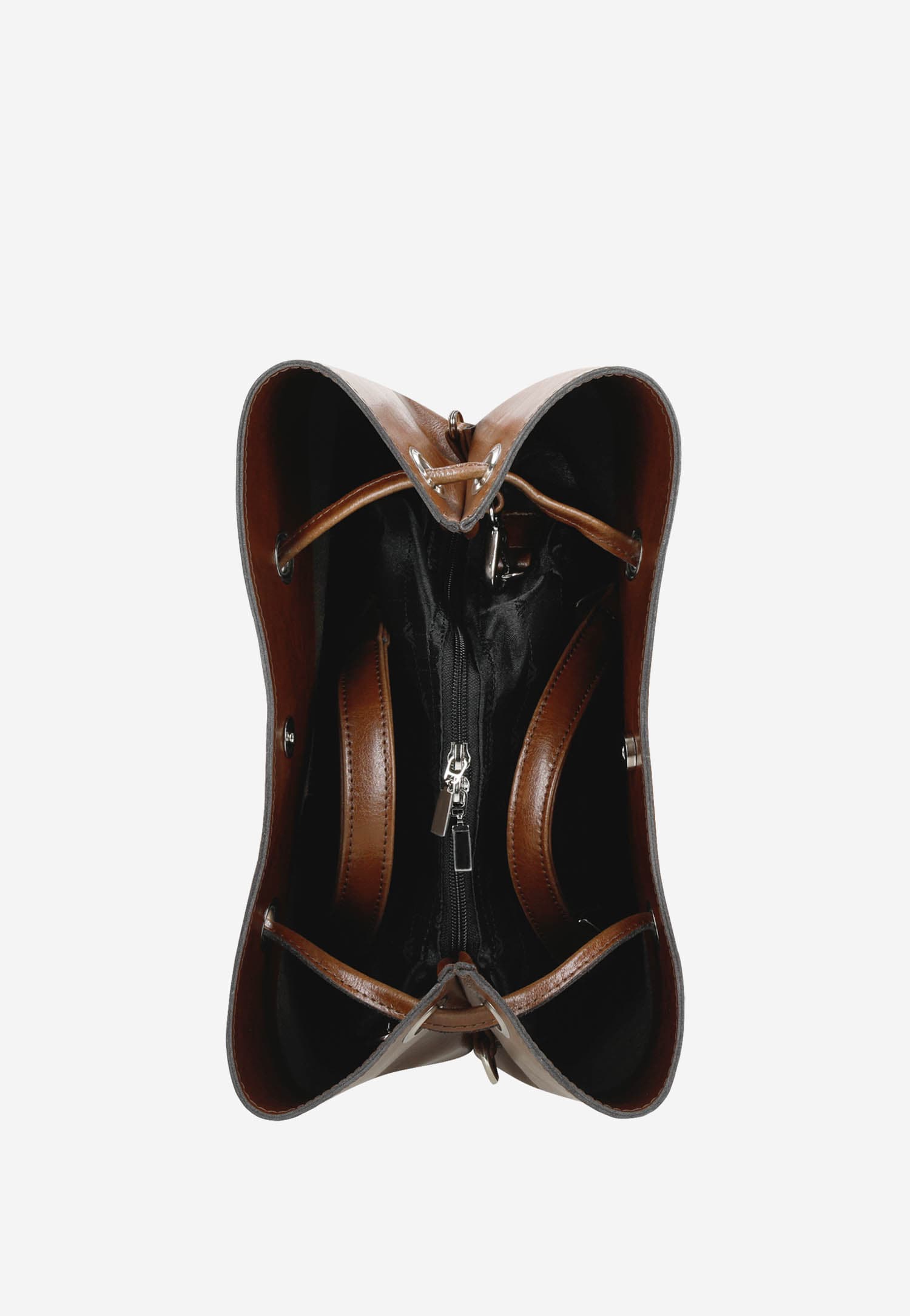 Brązowa duża torebka damska z zewnetrzną kieszenią