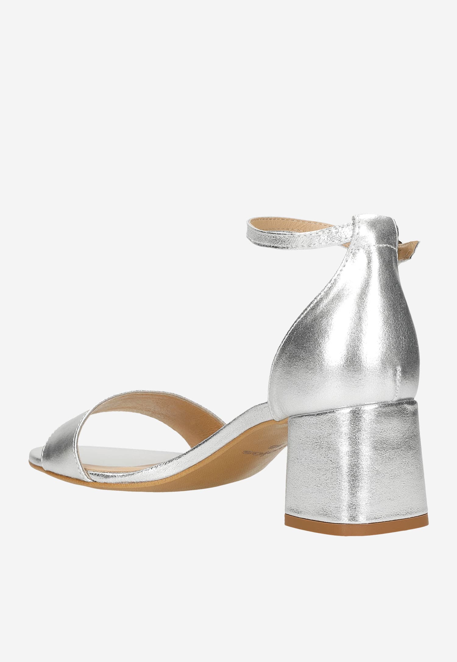 Zjawiskowe srebrne sandały damskie na obcasie