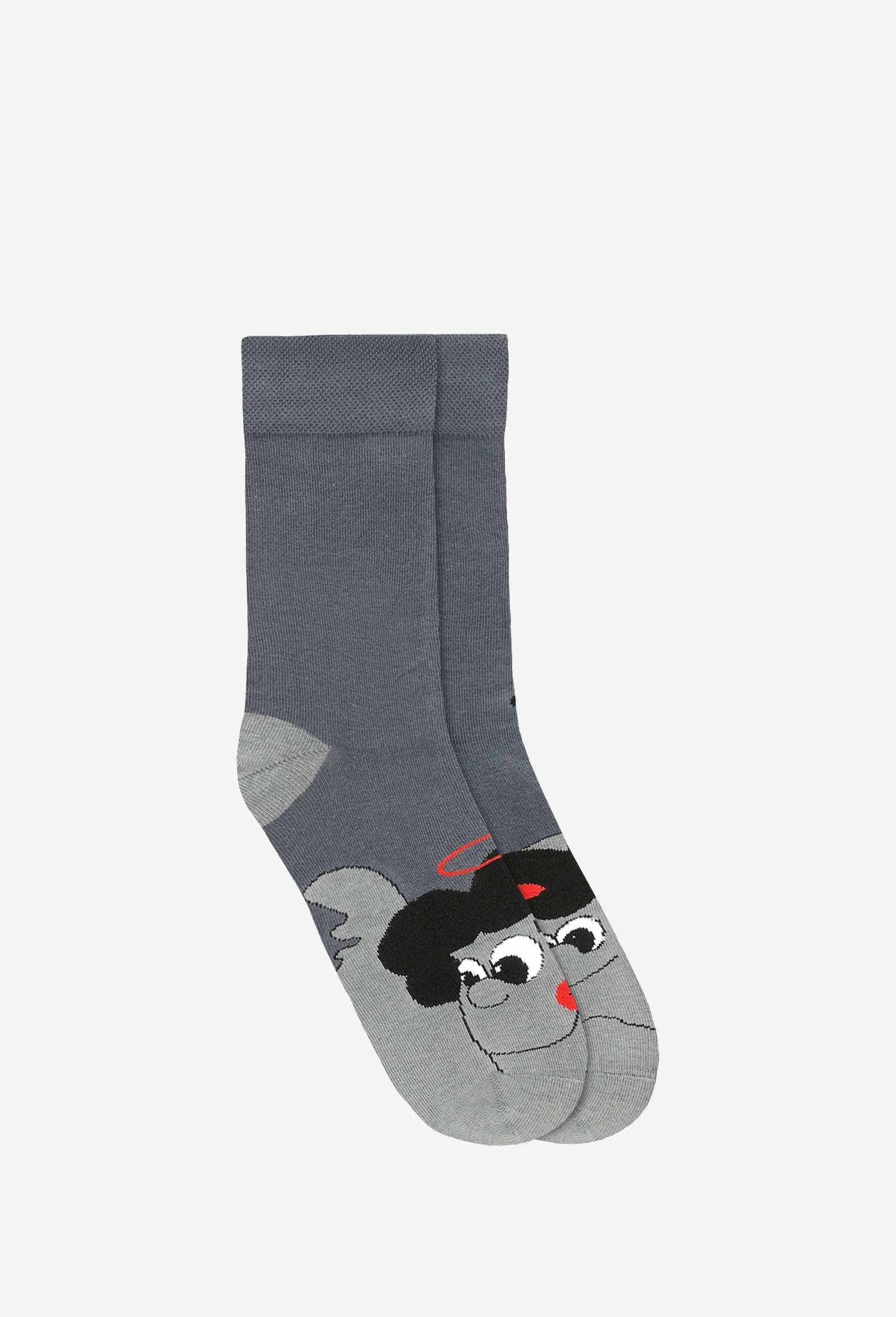 Wysokie popielate skarpety męskie ze wzorem w aniołka i diabełka