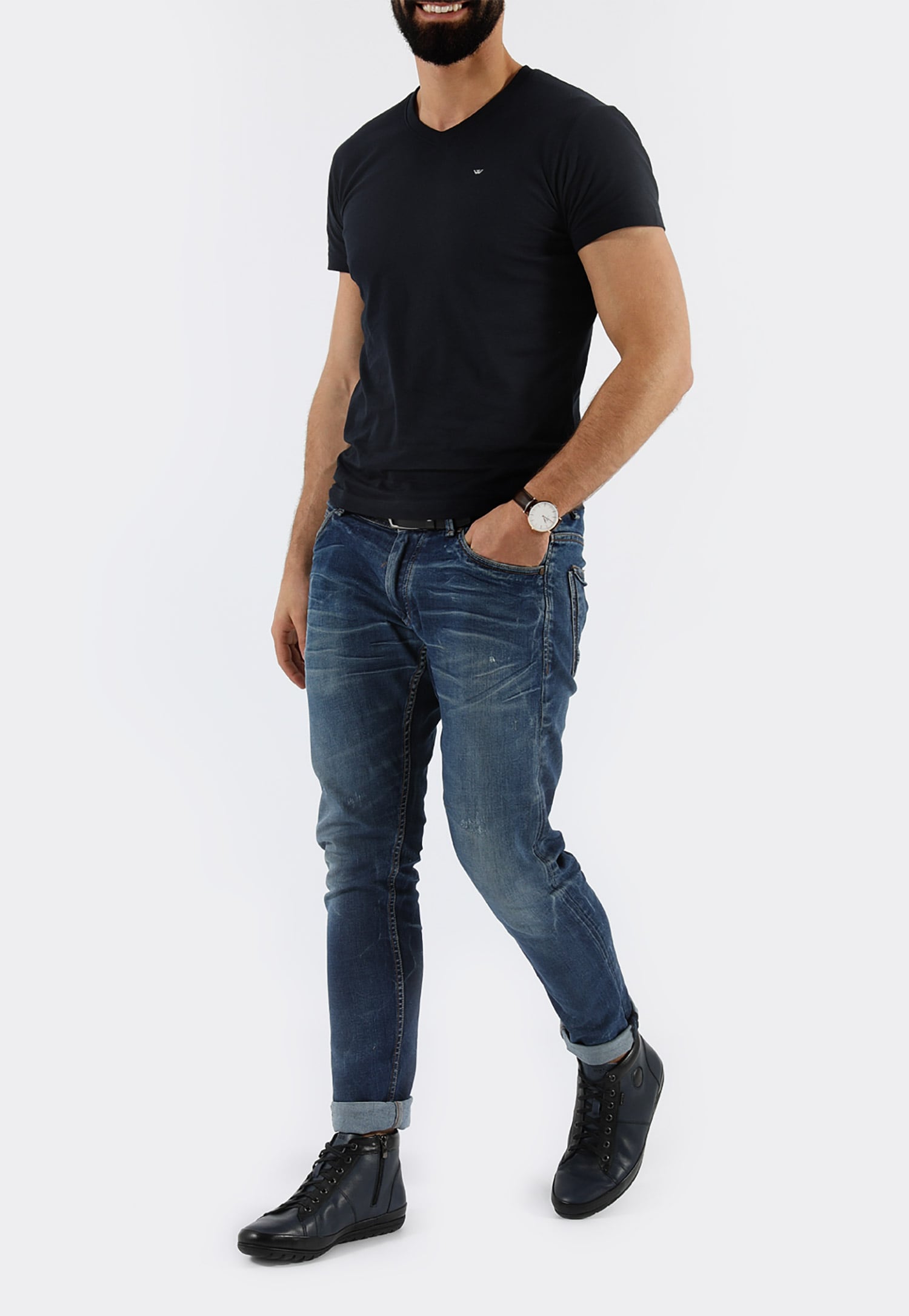 Granatowo czarne trzewiki męskie