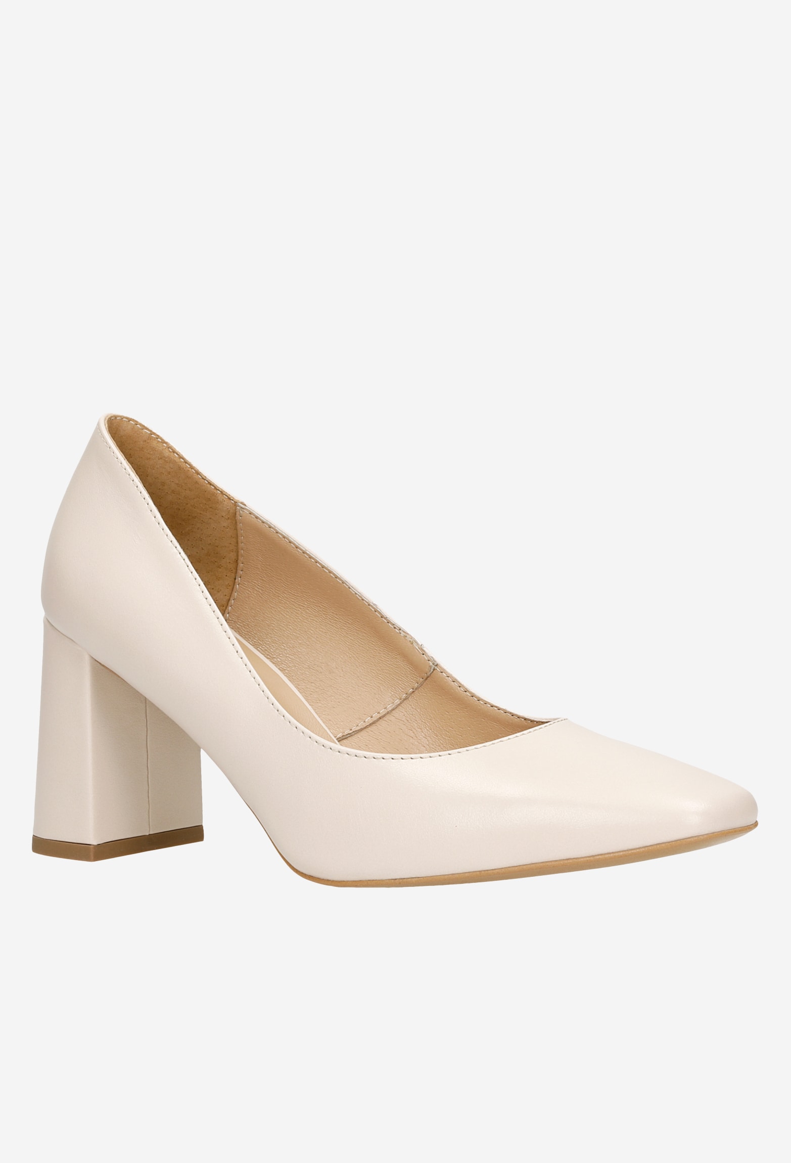 Delikatne czółenka damskie na słupku w kolorze beżowym