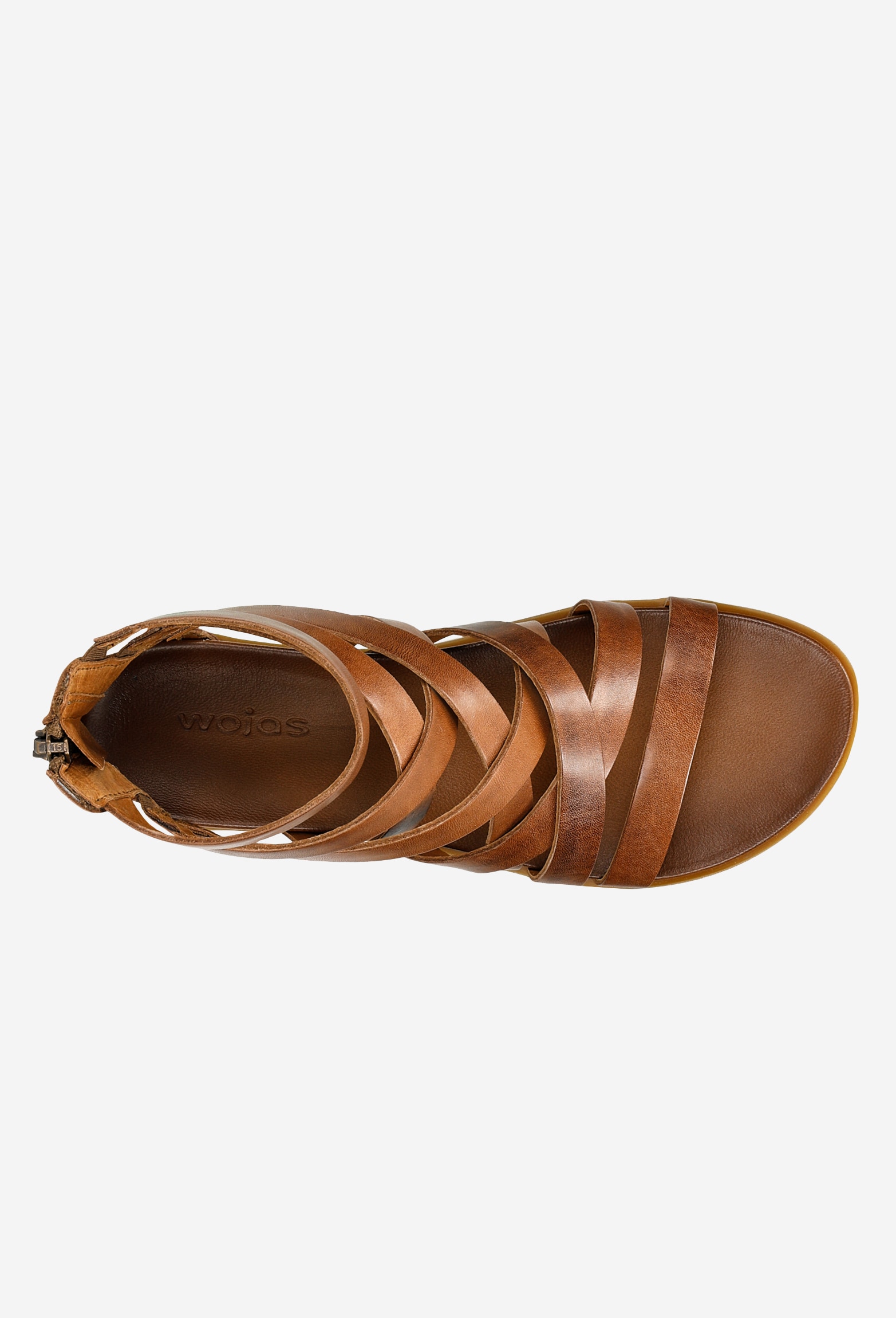 Skórzane złote sandały damskie na płaskiej podeszwie