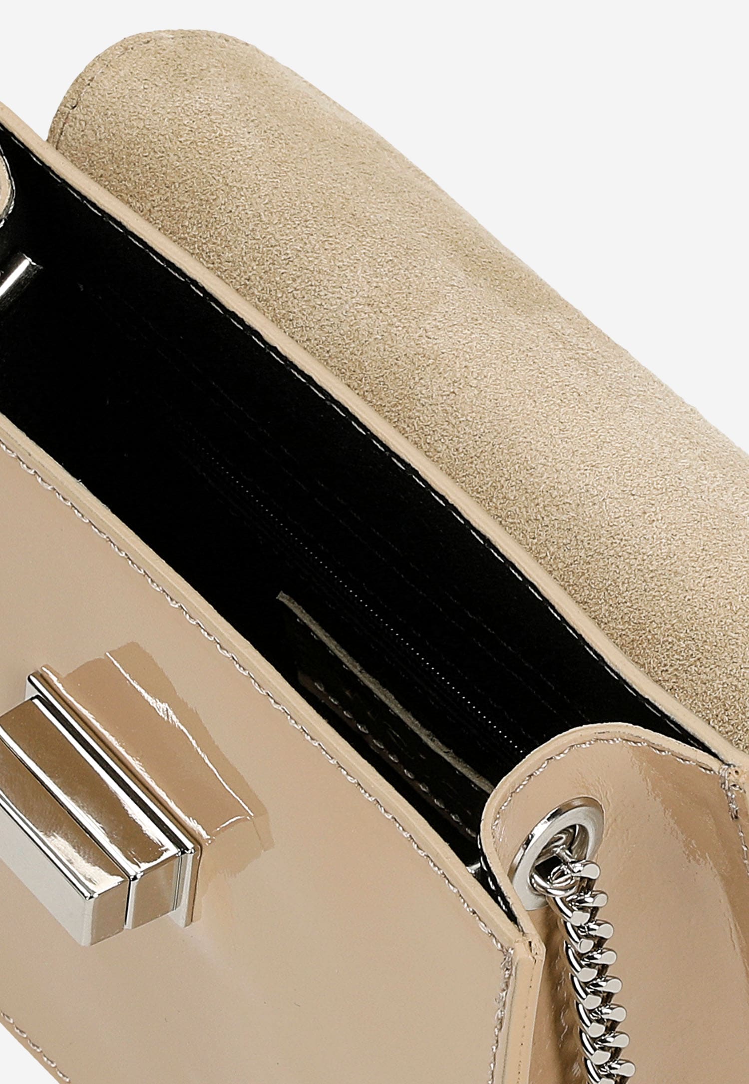 Beżowa lakierowana wizytowa torebka damska