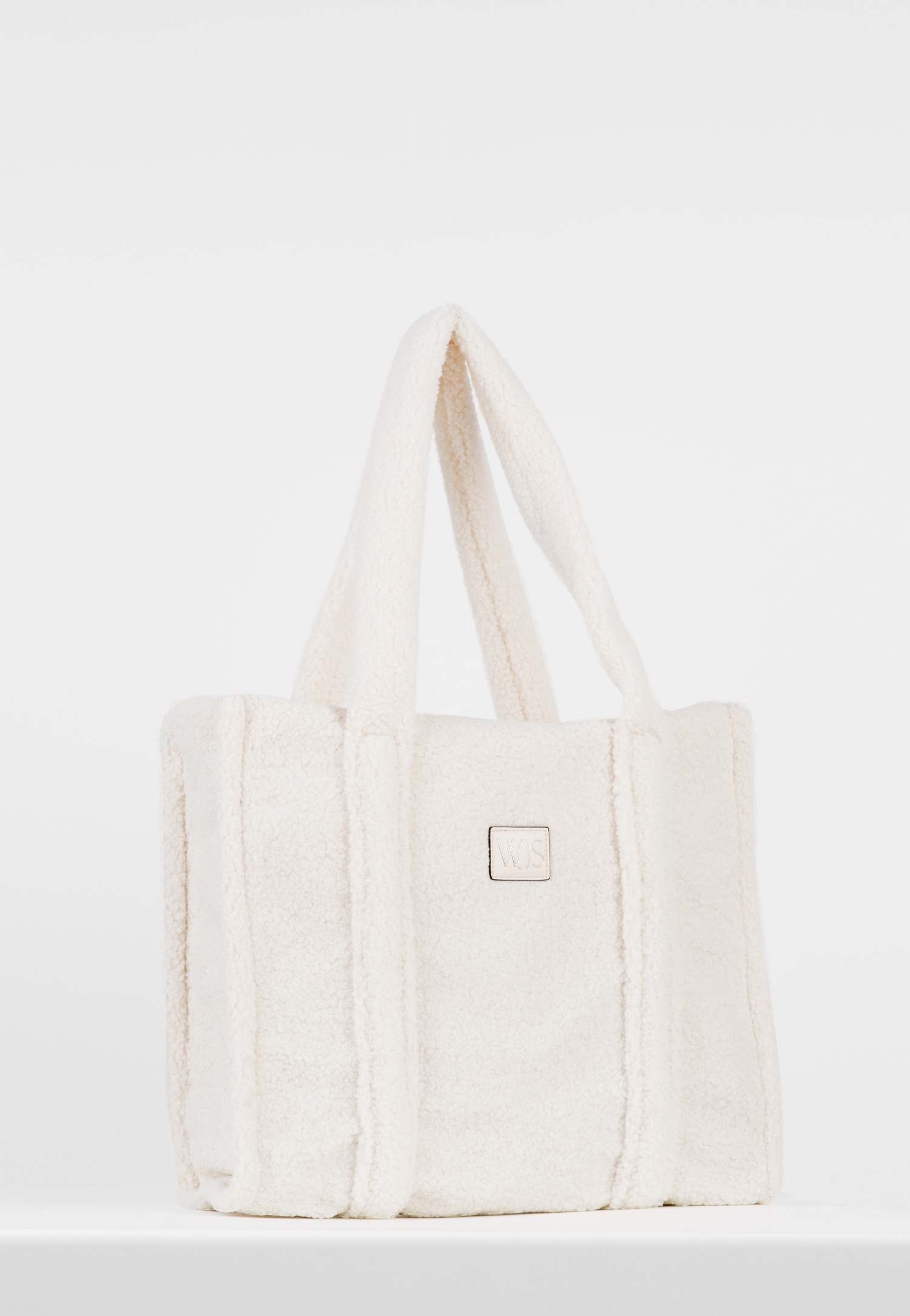 WJS duża pluszowa torebka damska w kolorze białym
