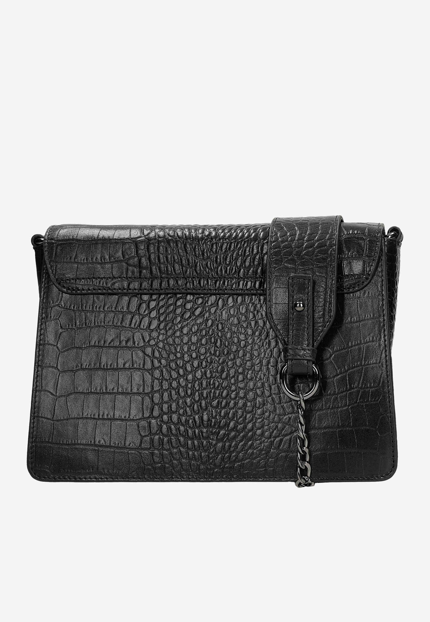 Mała czarna torebka damska z tłoczonej skóry licowej