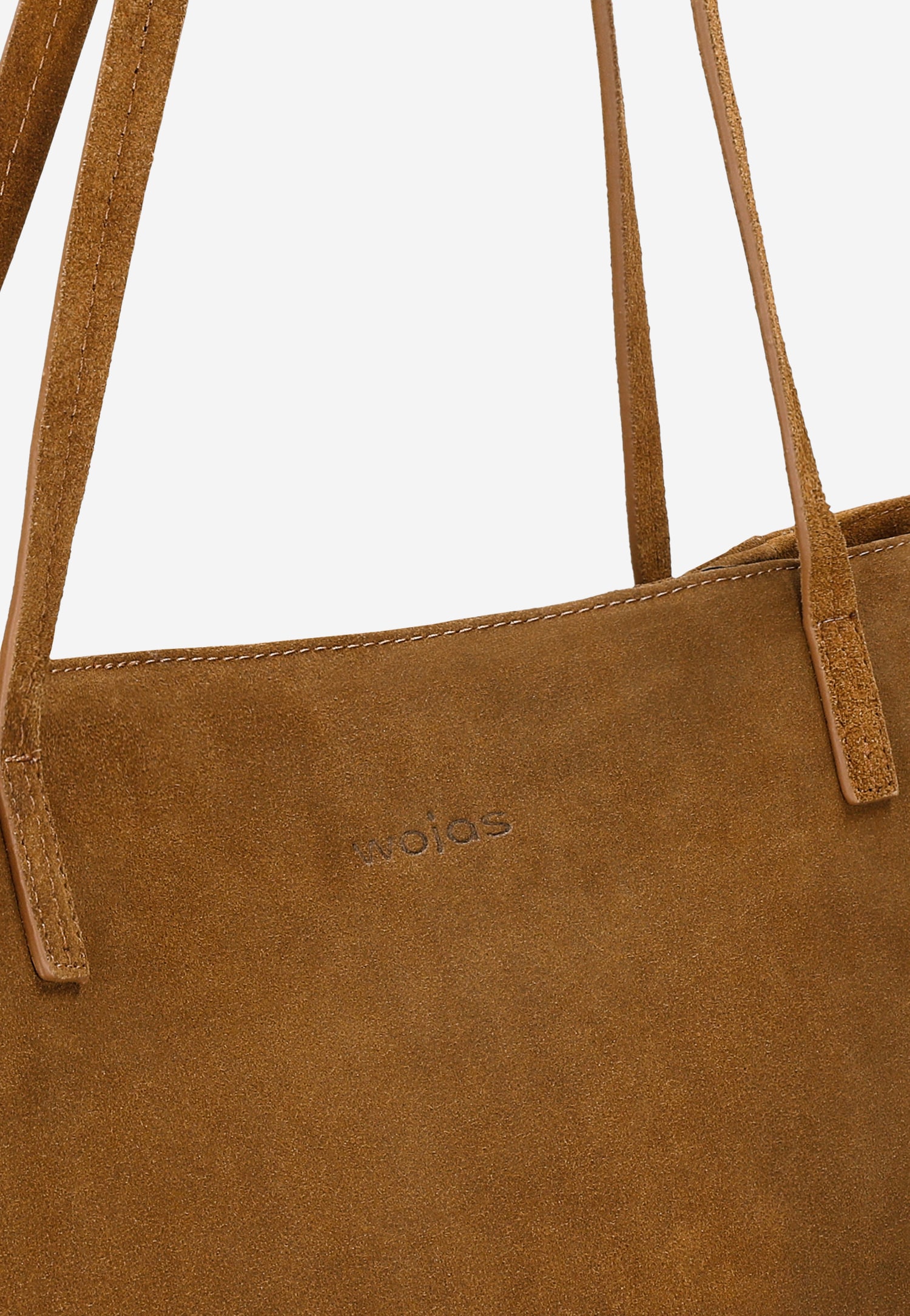 Duża shopperka damska z jasnobrązowej dwoiny welurowej