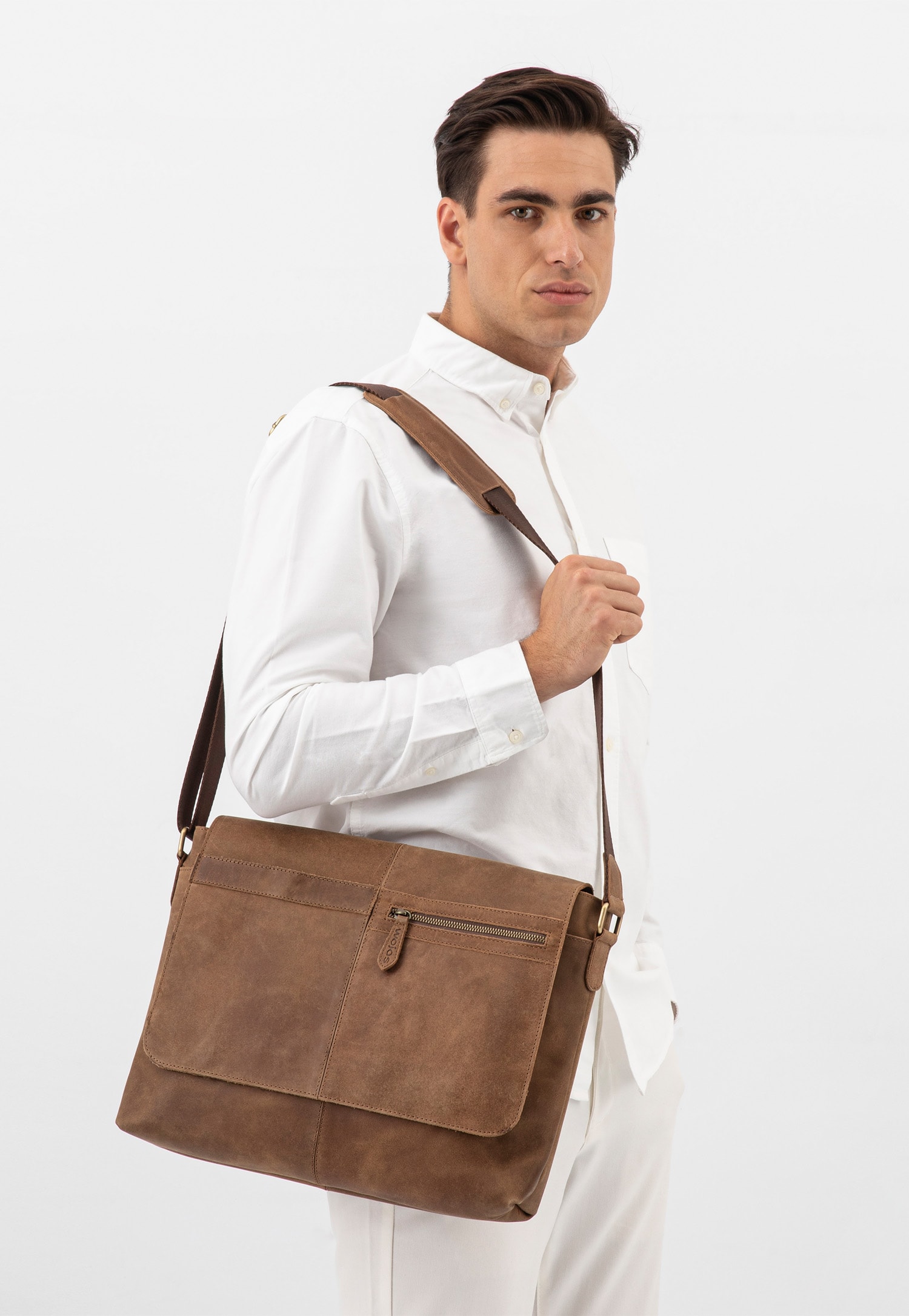 Brązowa torba męska ze skóry crazy horse