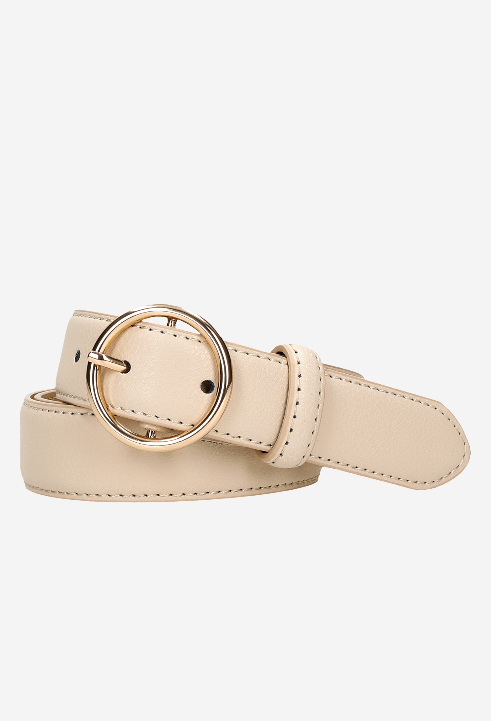 Beżowy pasek damski z okrągłą klamrą