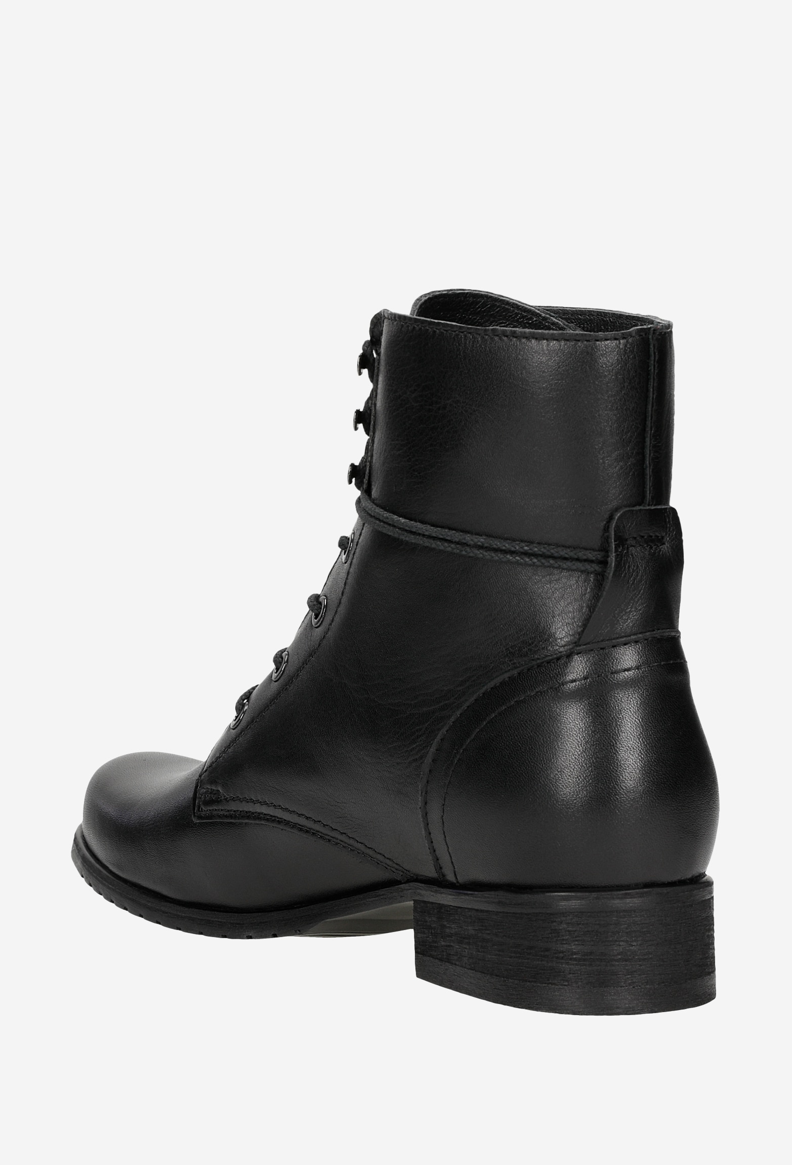 Czarne skórzane trzewiki damskie na jesień