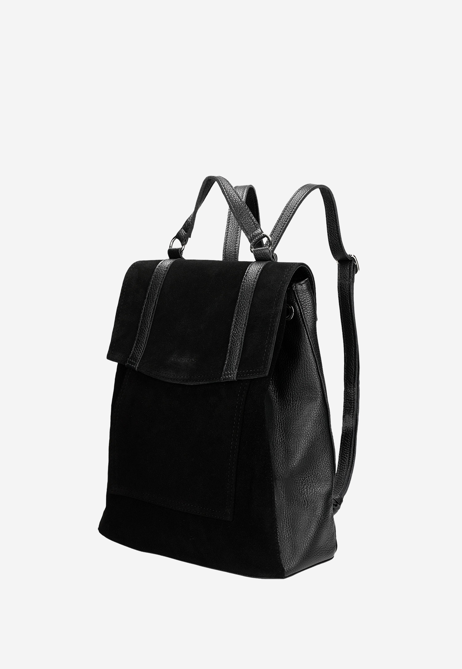 Czarny skórzany plecak miejski z łączonych skór