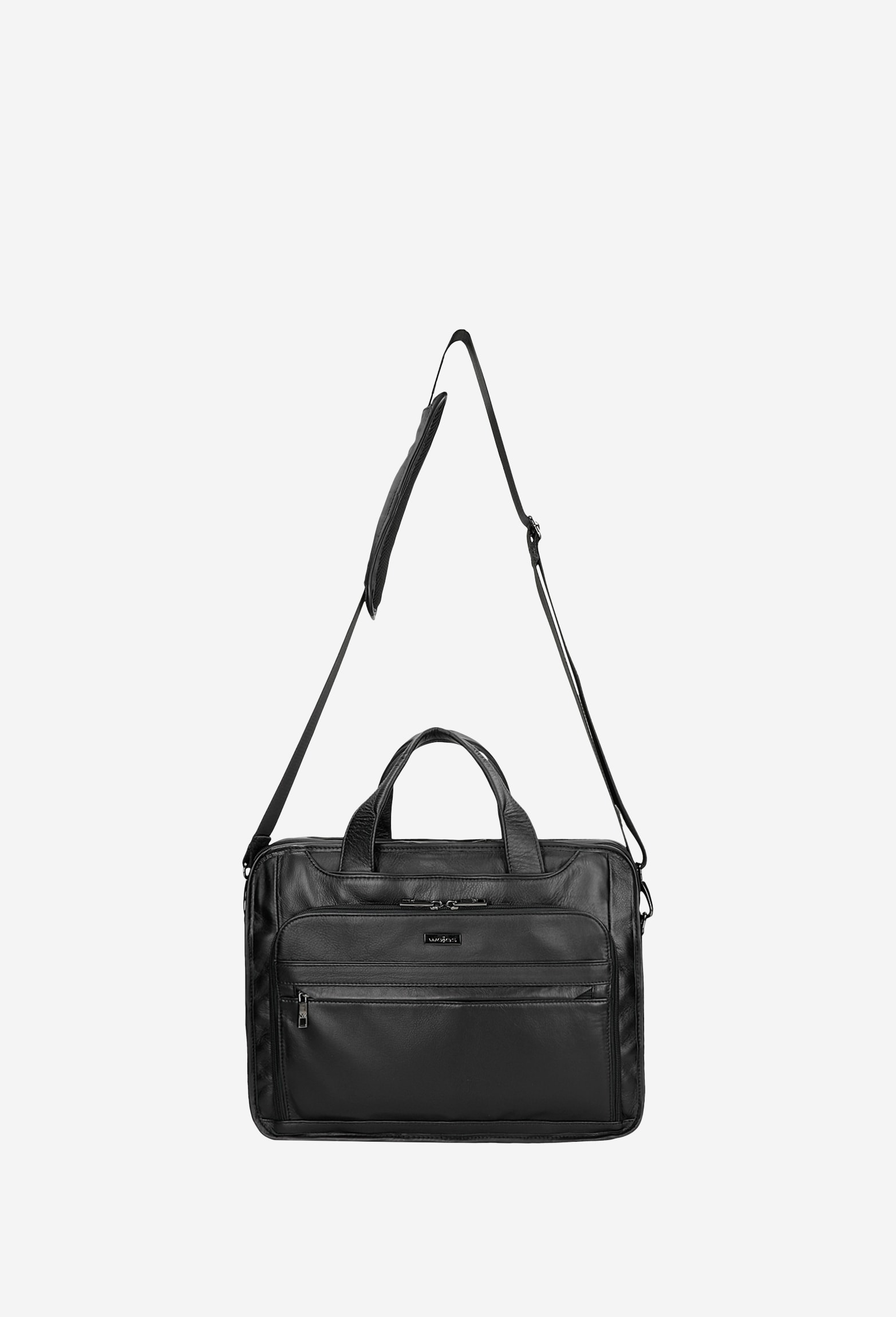 Czarna pojemna torba męska ze skóry licowej