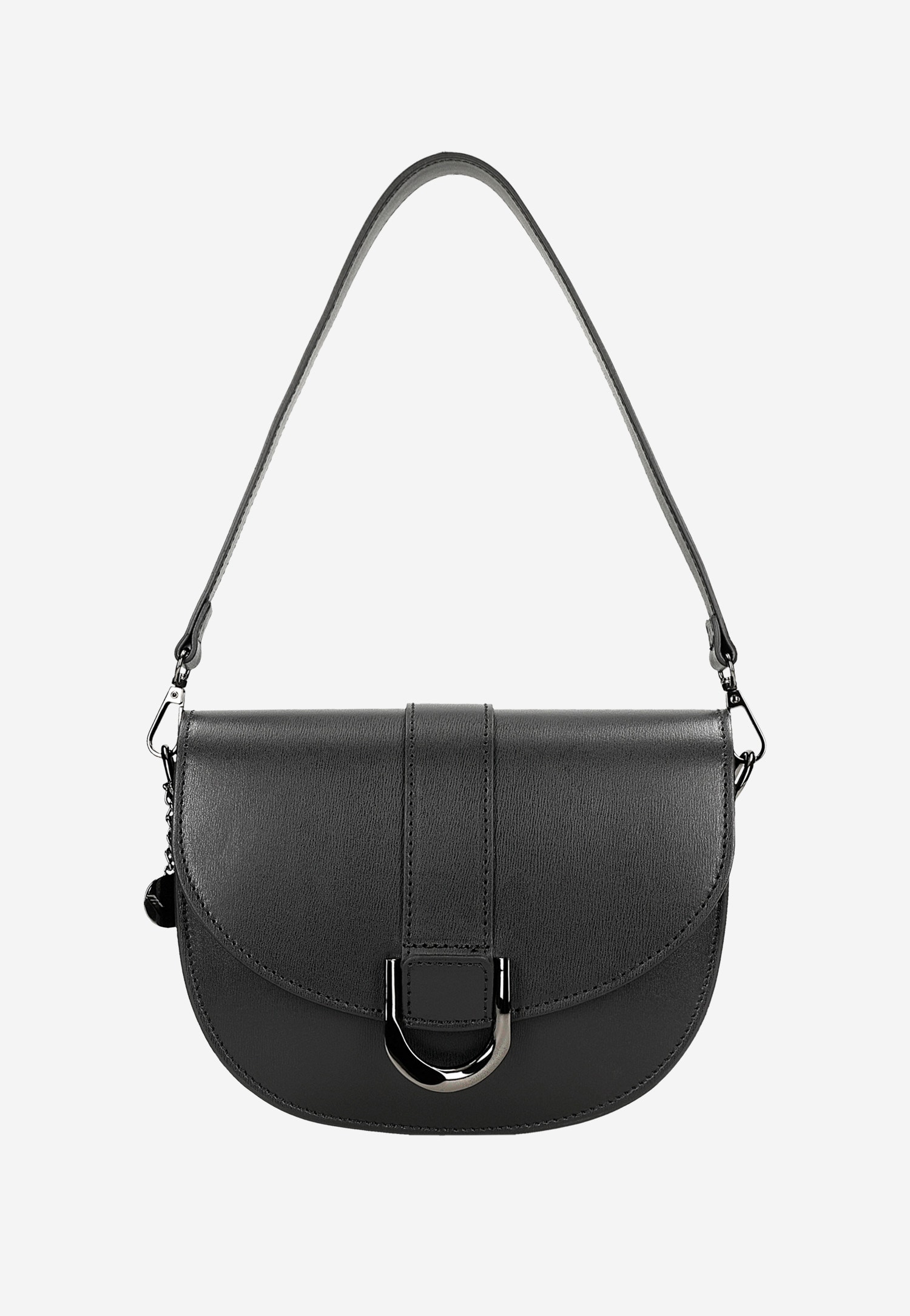 Mała skórzana torebka damska w kolorze czarnym