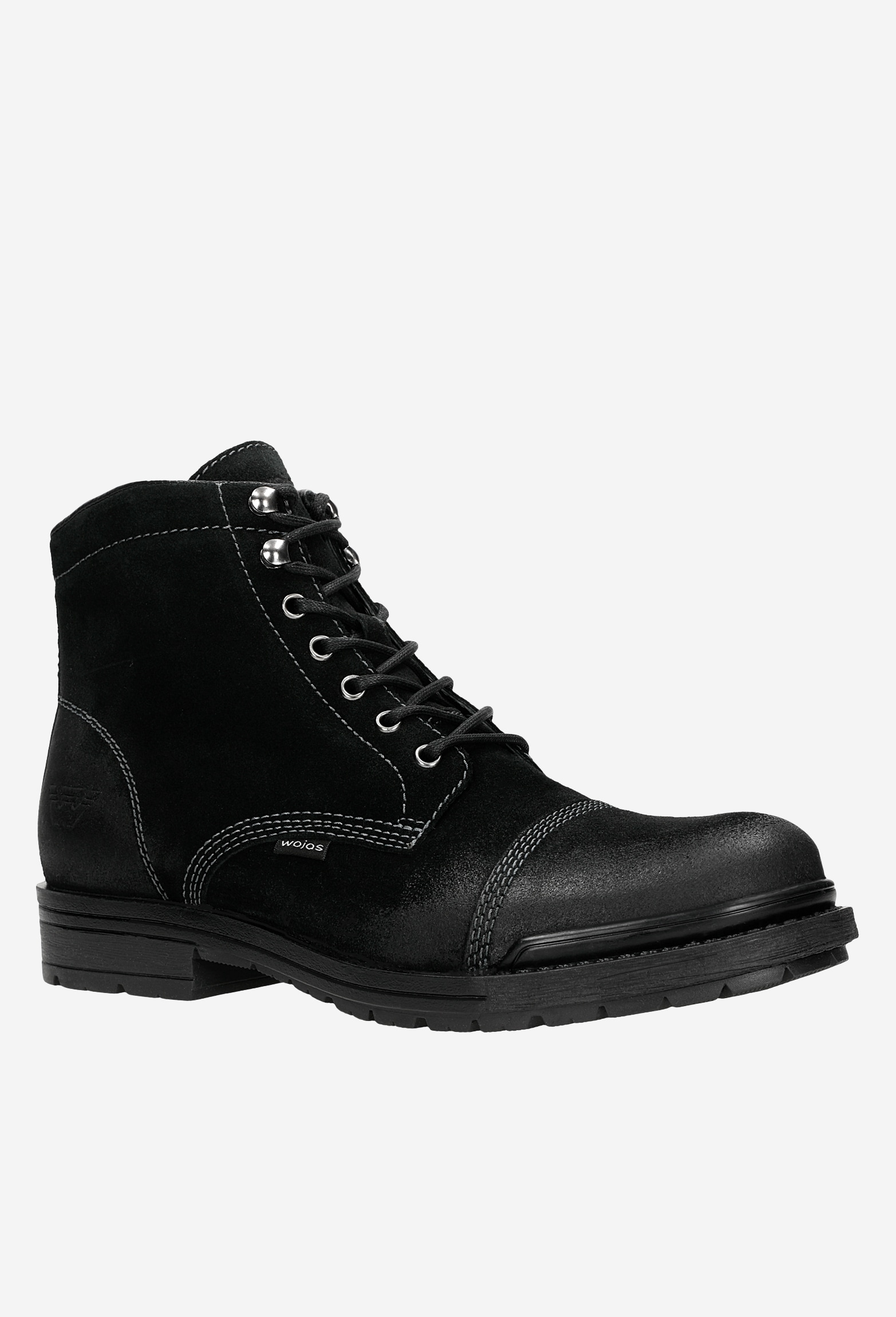 Czarne sznurowane bikery męskie z dwoiny welurowej