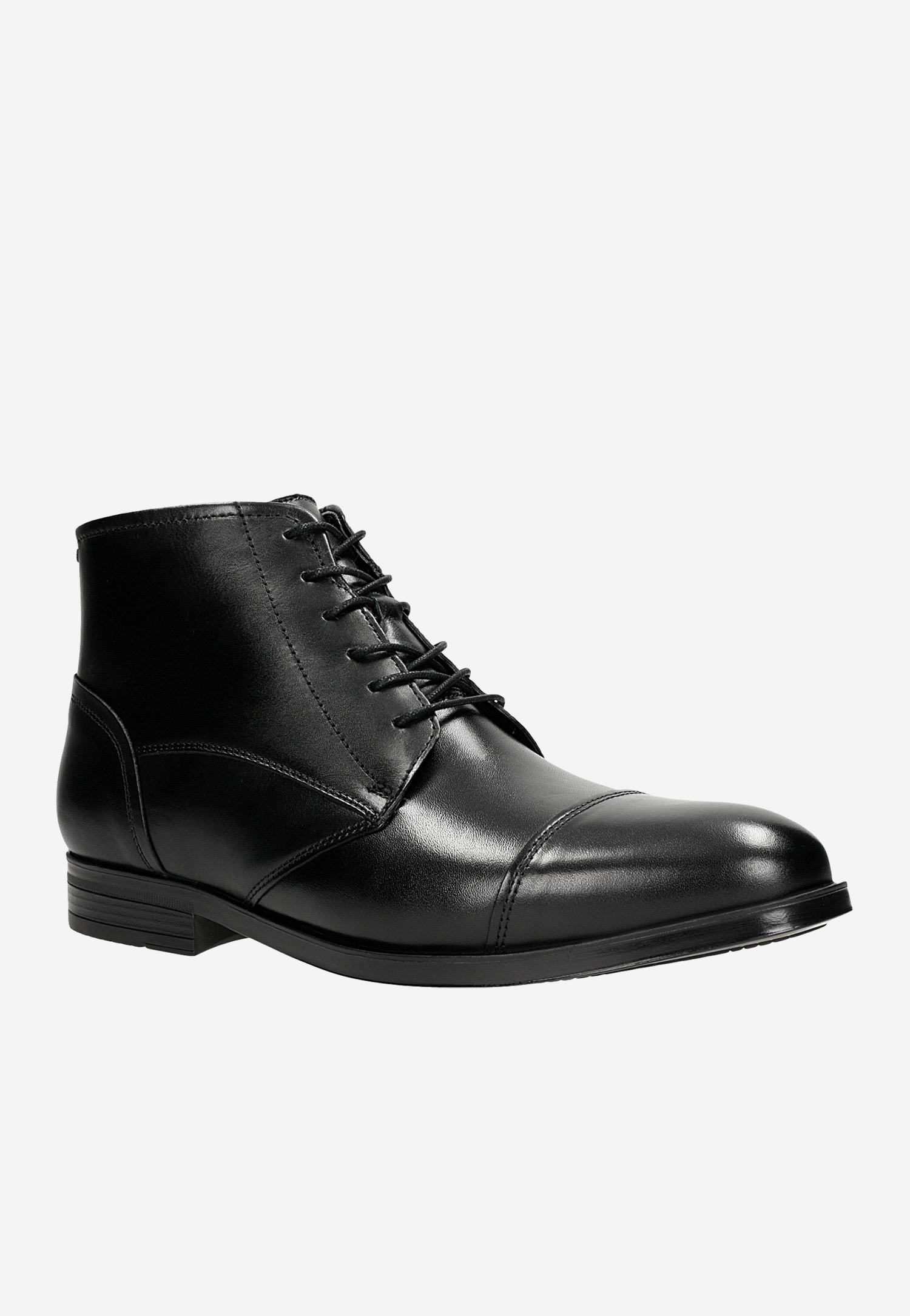 Minimalistyczne czarne trzewiki męskie ze skóry licowej