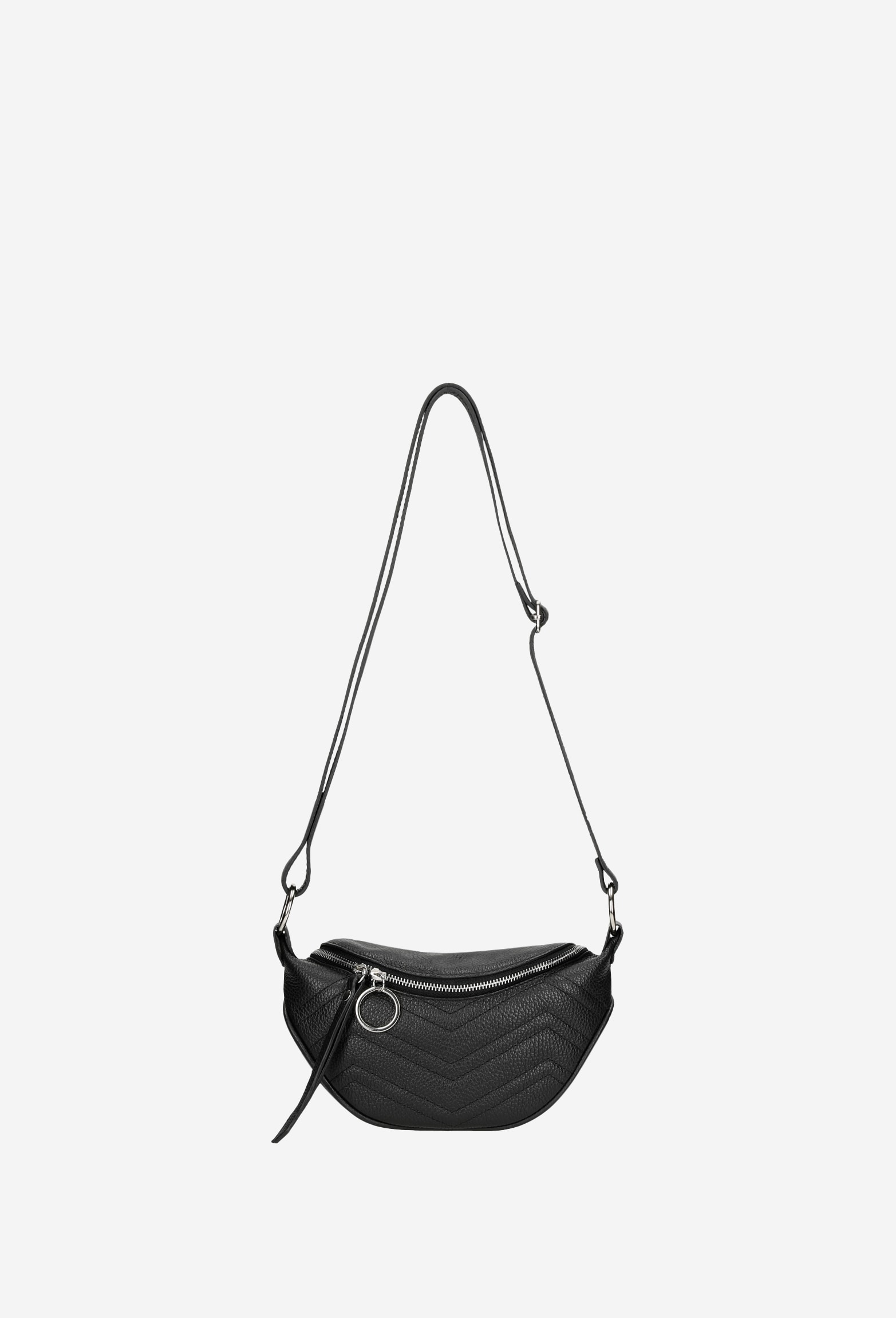 Beżowa pikowana saszetka damska ze skóry licowej