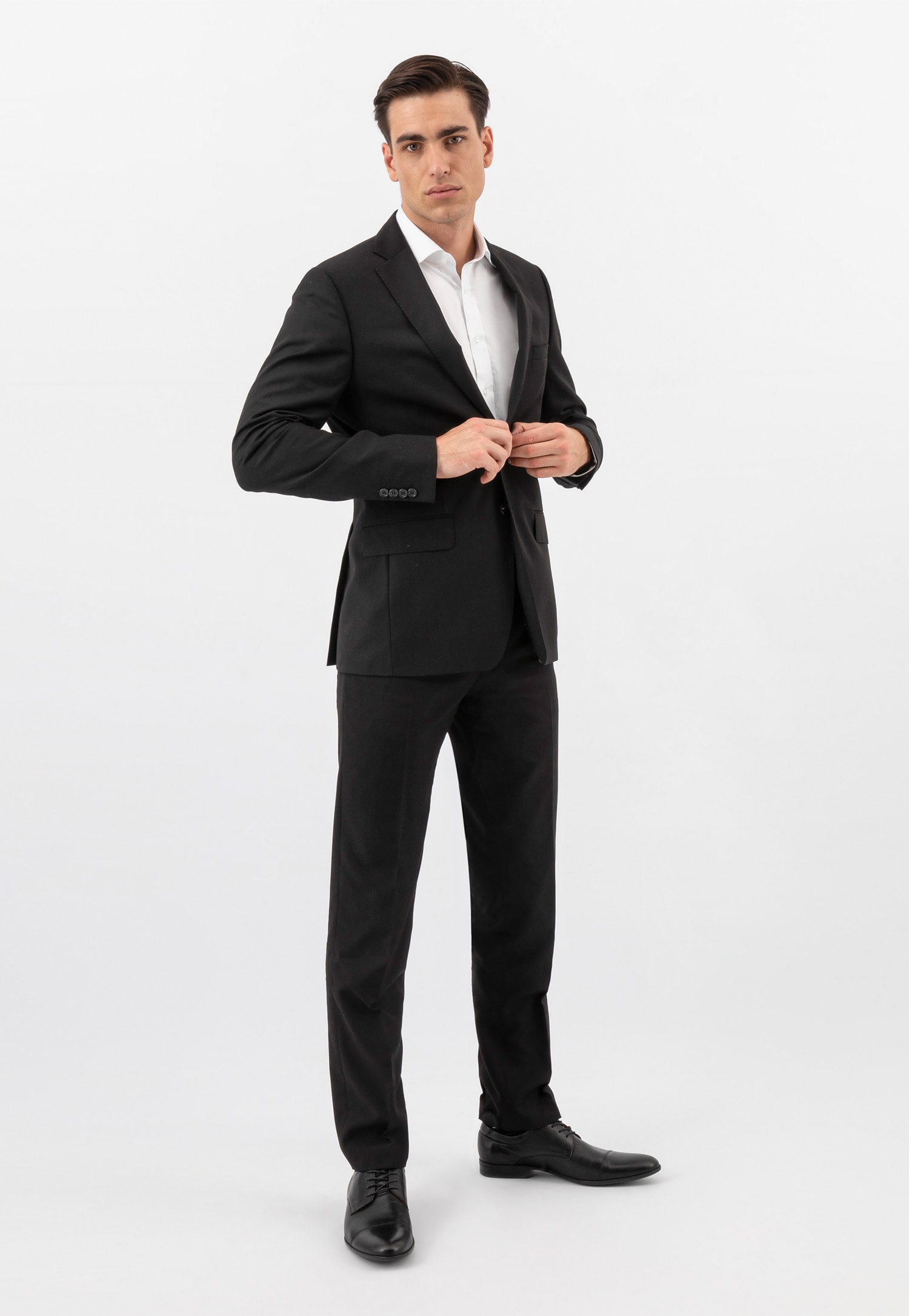 Czarne eleganckie półbuty męskie ze skóry licowej