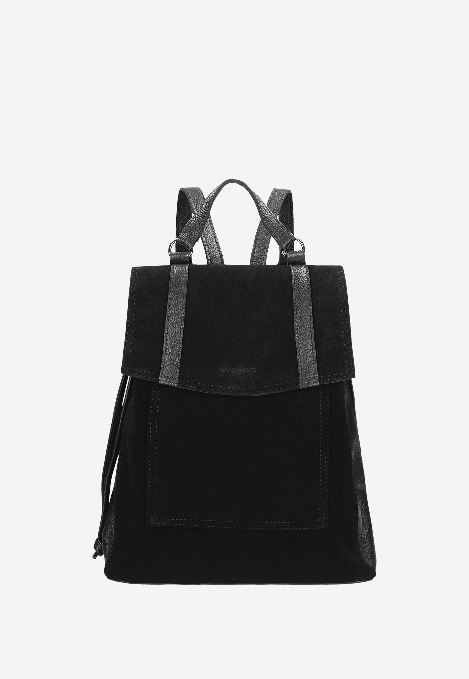 Czarny skórzany plecak miejski z łączonych skór