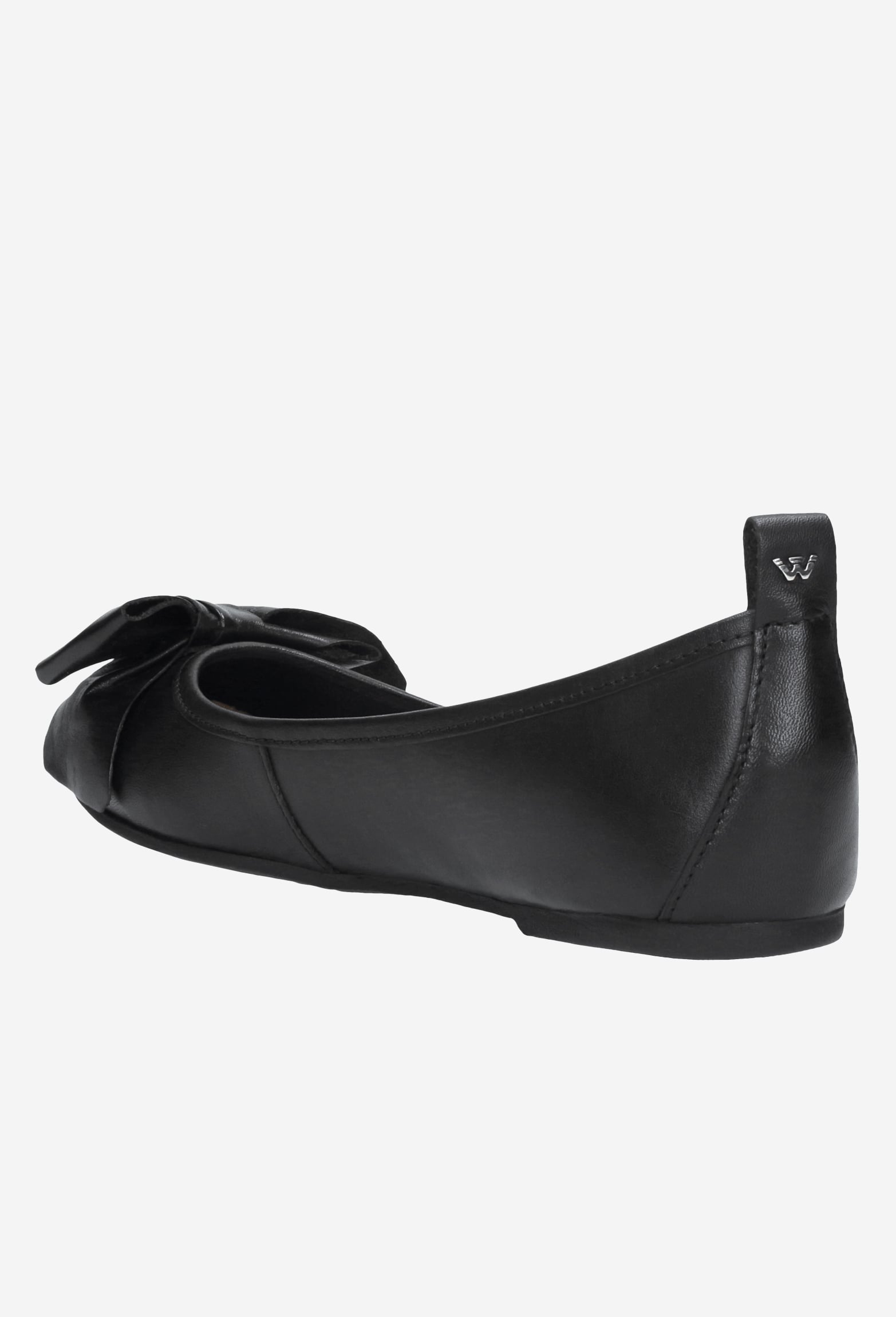 Czarne baleriny damskie ze skóry licowej