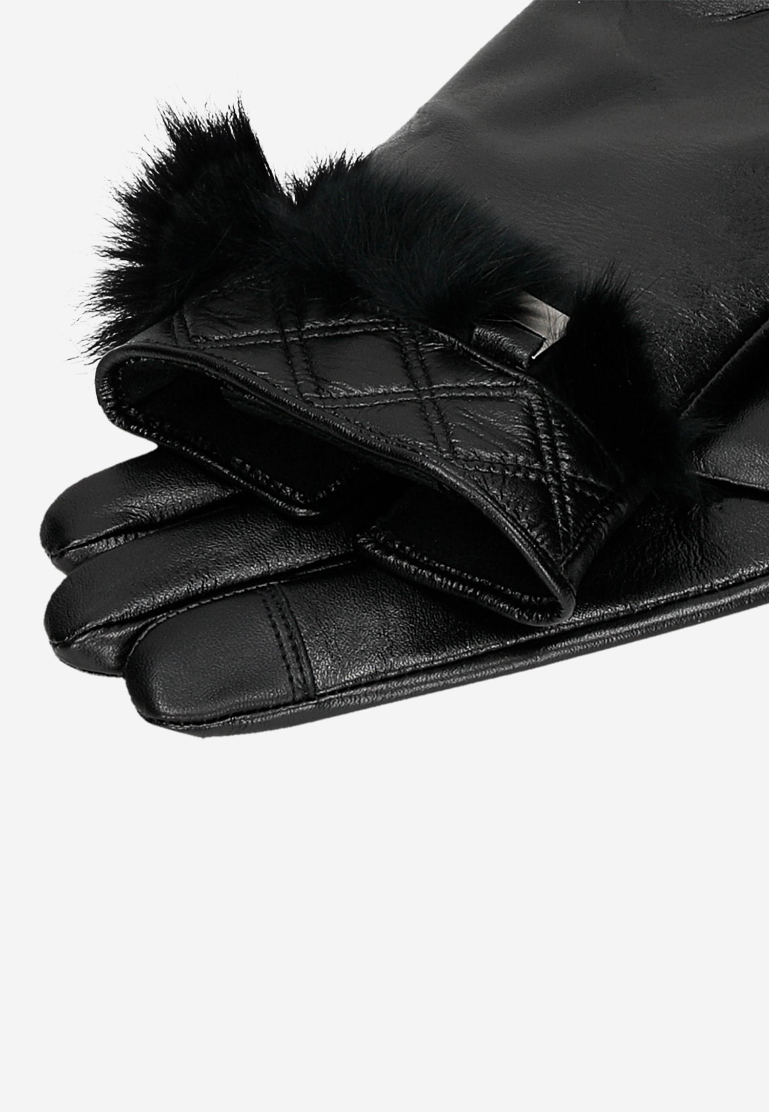 Czarne rękawiczki damskie ze skóry licowej