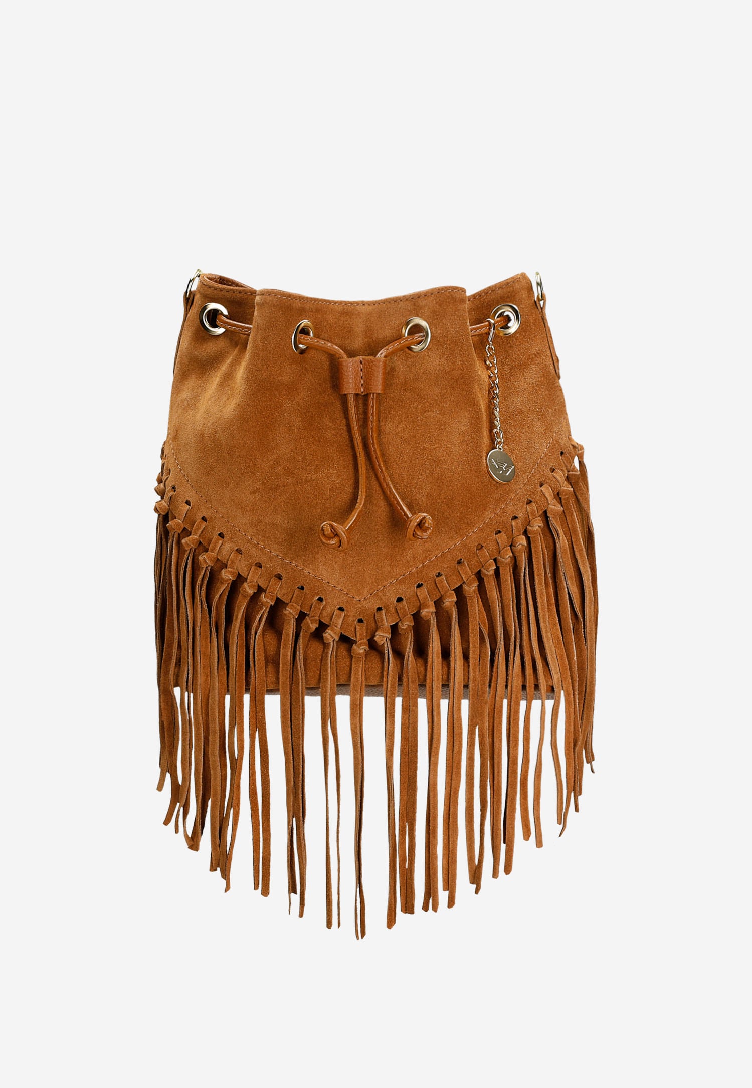 Czarna torebka z frędzlami w stylu boho