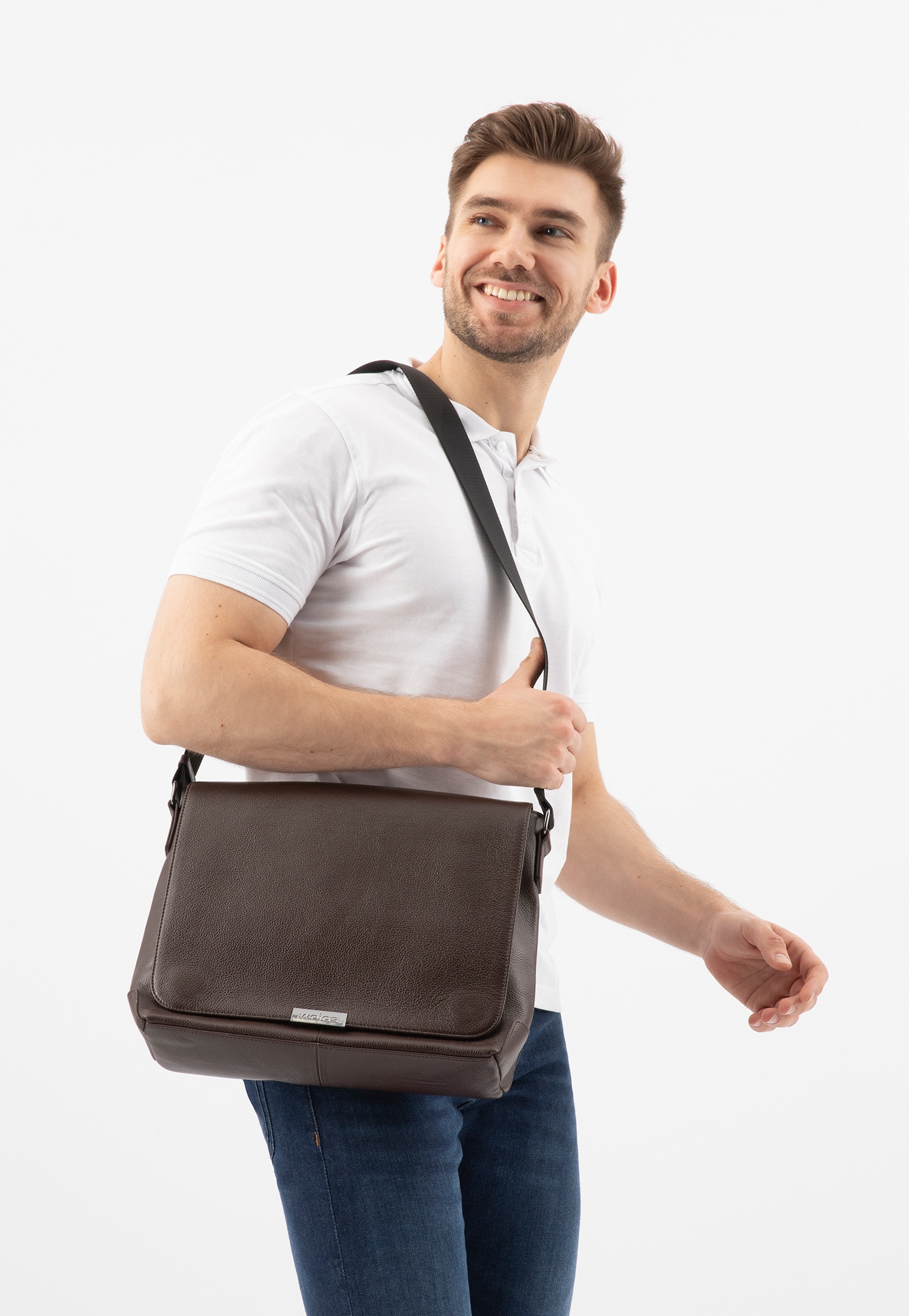 Brązowa skórzana torba męska