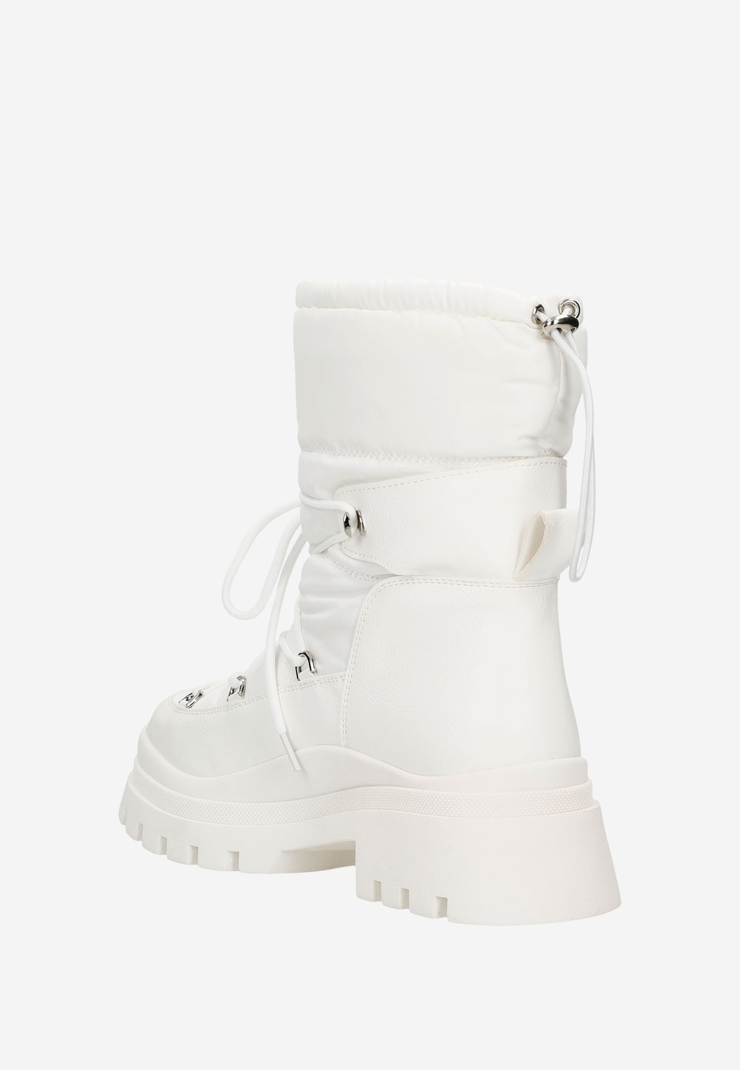 RELAKS czarne Śniegowce damskie z połączenia skóry i ortalionu