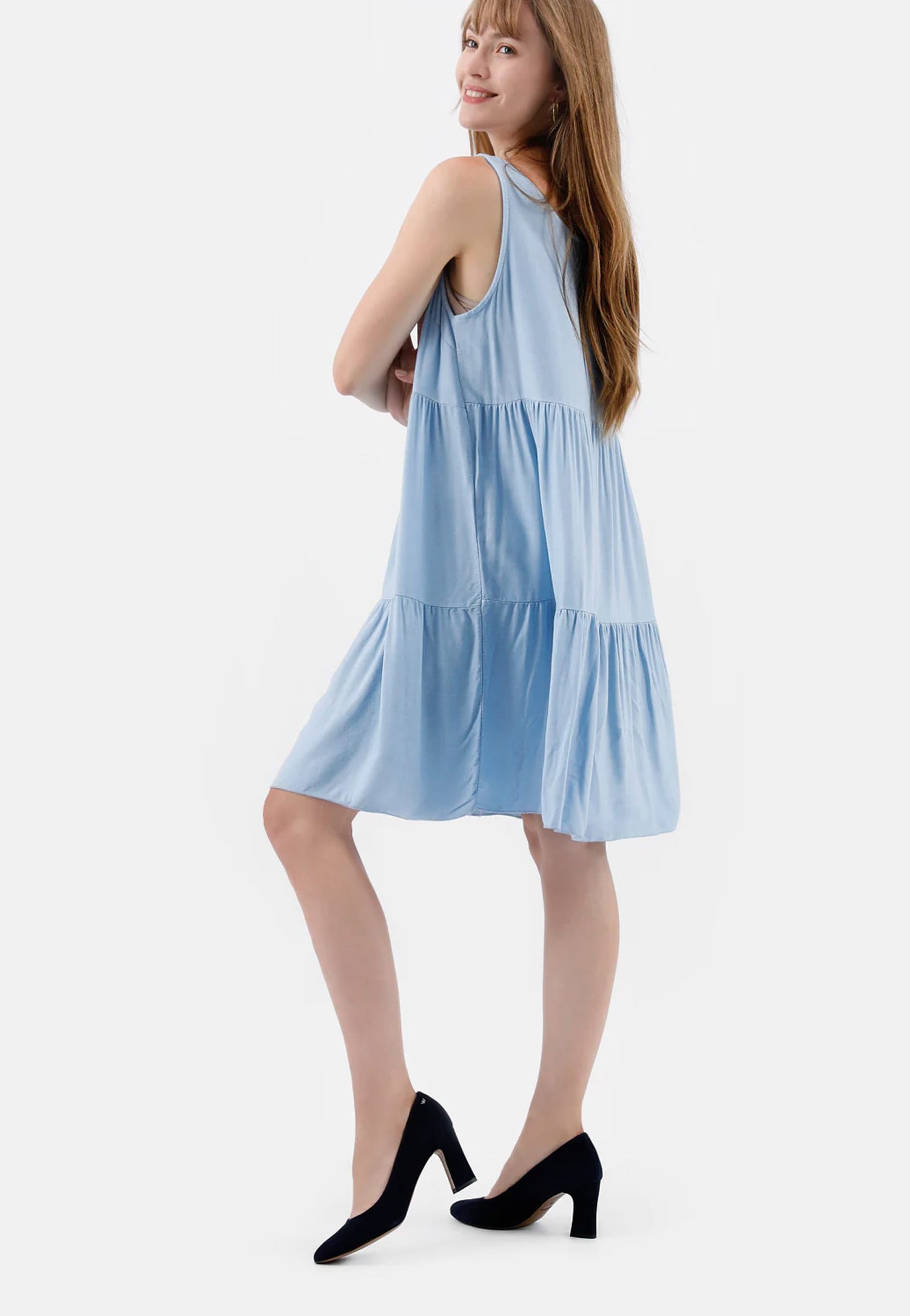 Granatowe czółenka damskie na słupku