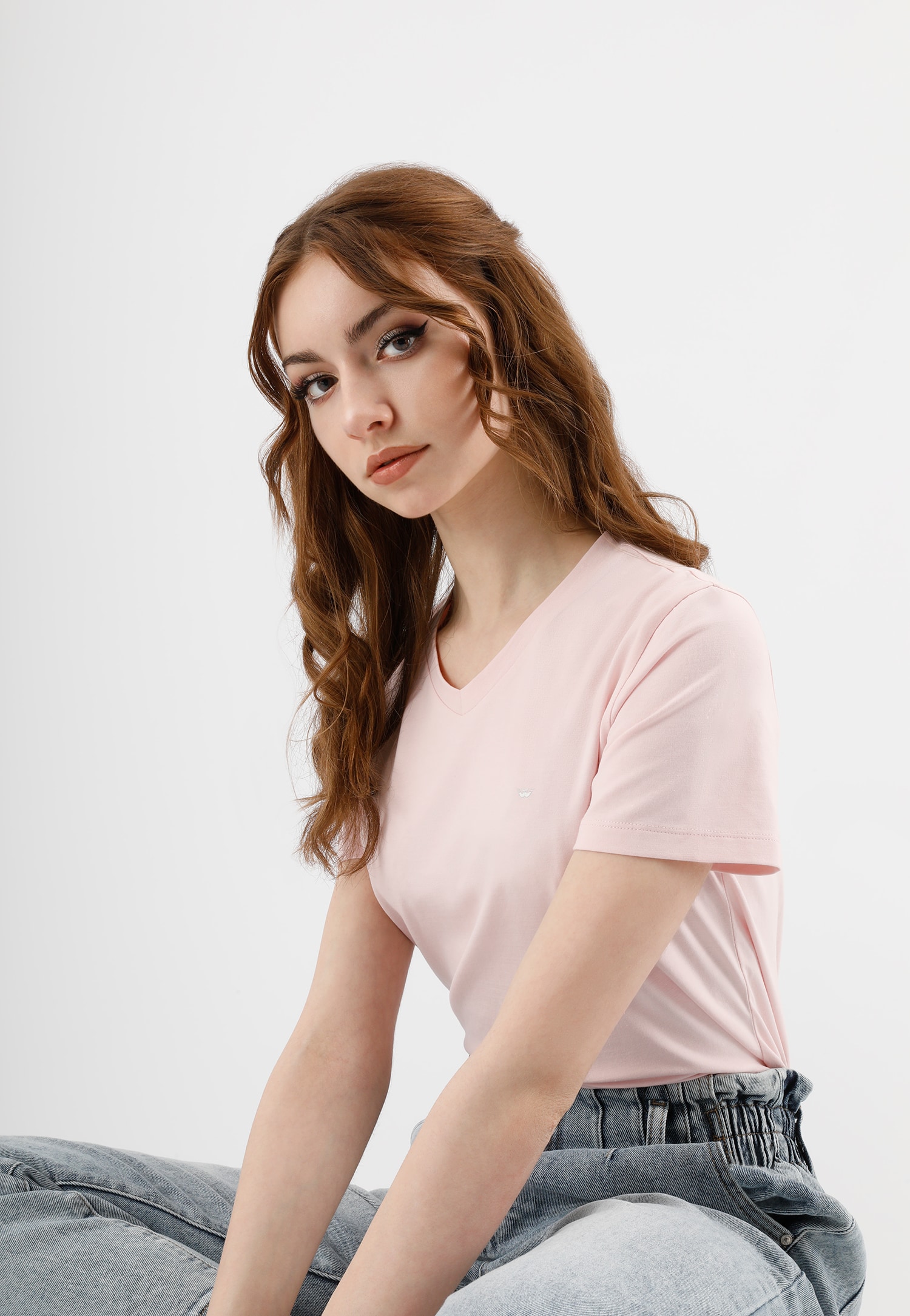 Jasnoniebieska bawełniana koszulka damska