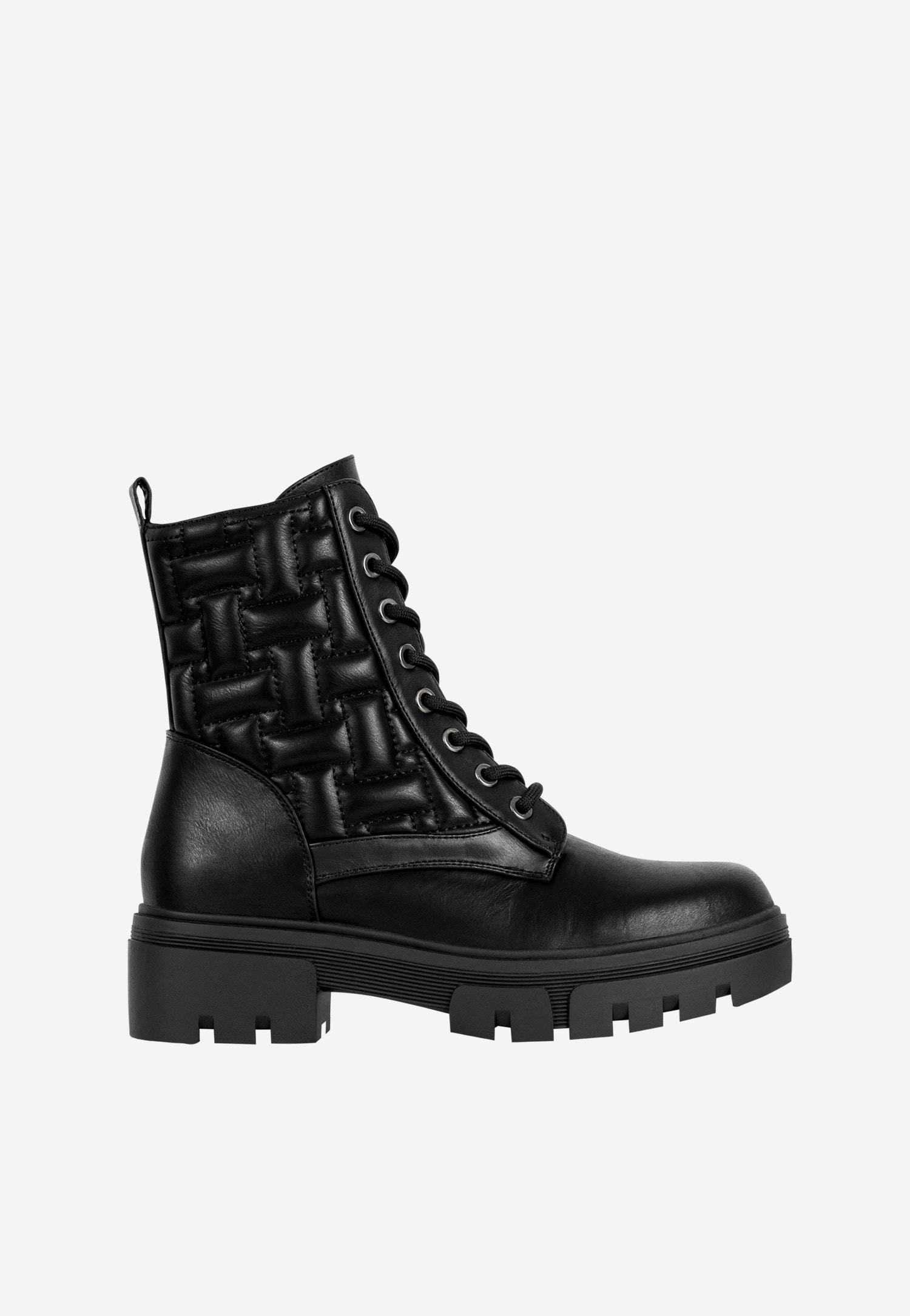 WJS czarne trzewiki damskie z oryginalnym pikowaniem