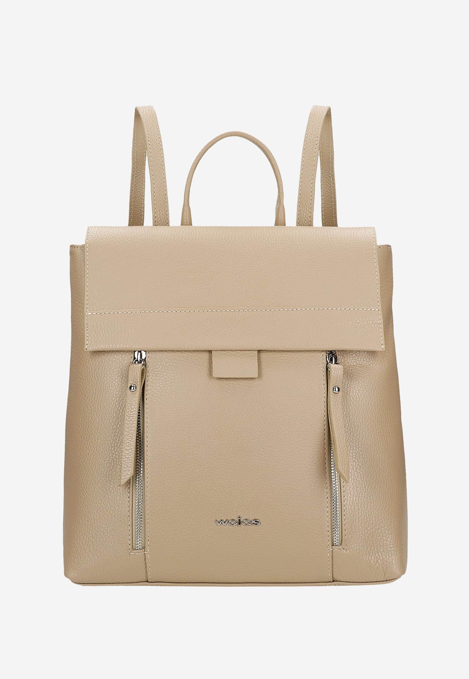 Czarny plecak damski skórzany z dwiema kieszonkami z przodu