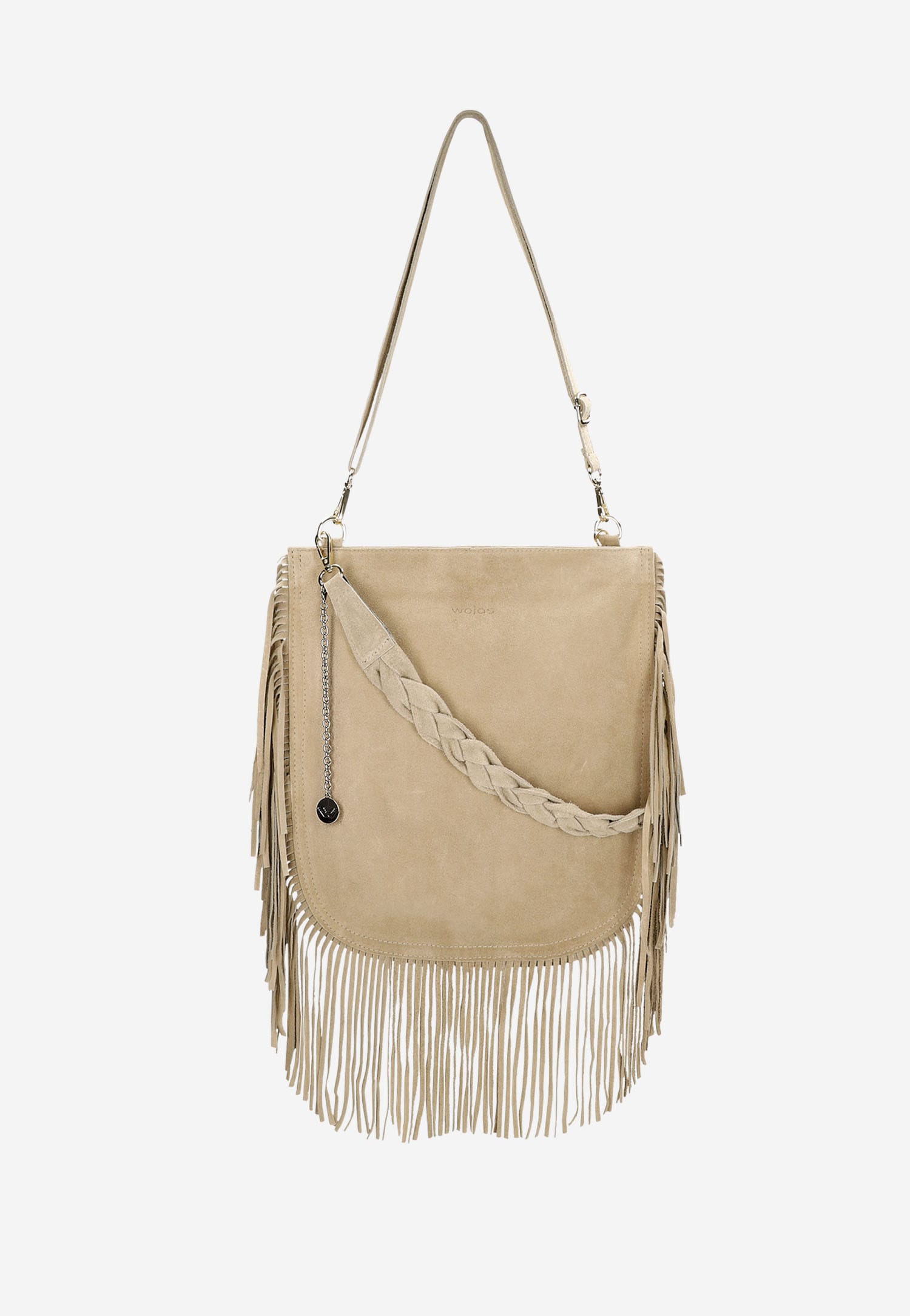 Czarna shopperka z ozdobnymi frędzlami