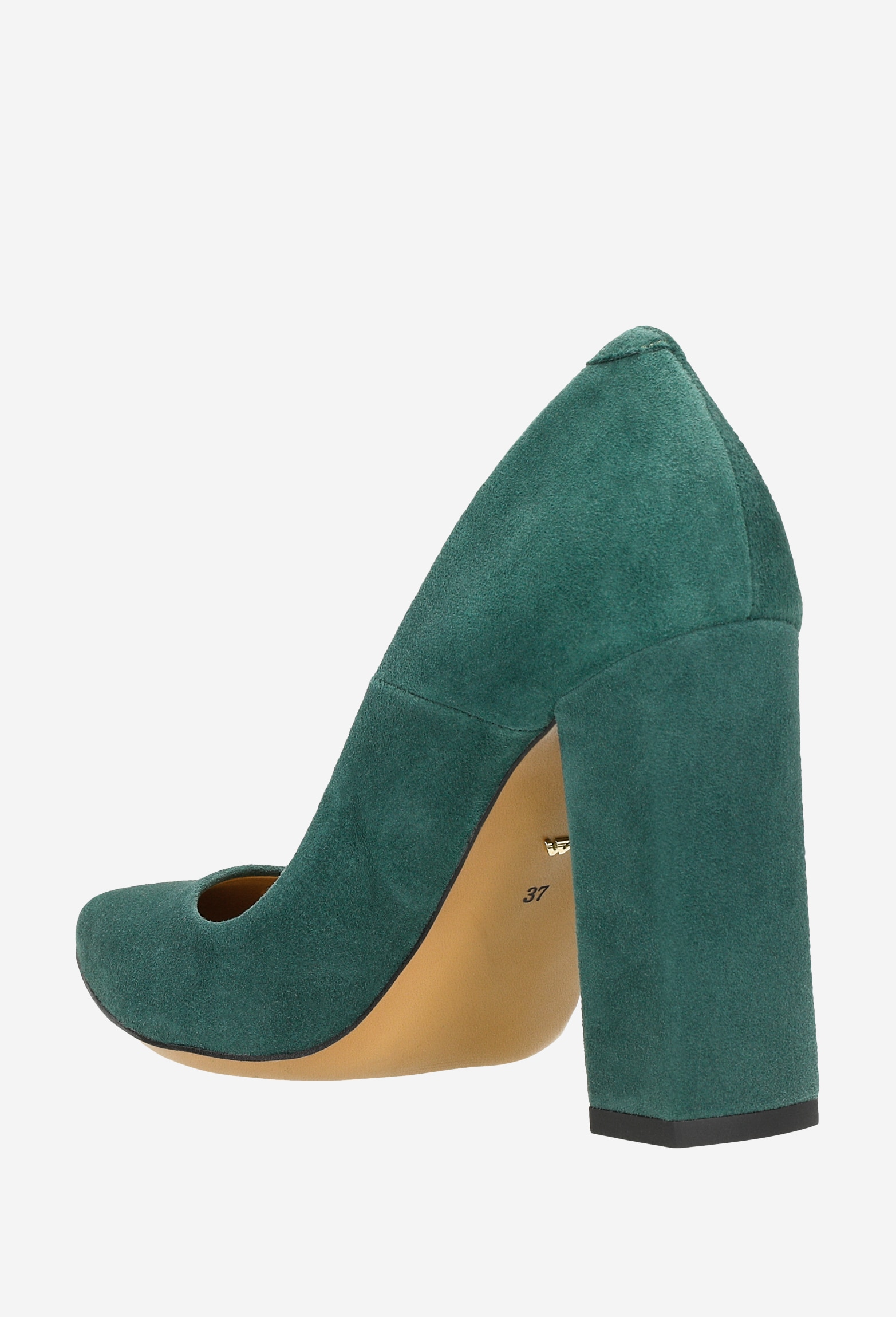 Czółenka damskie w kolorze zielonym na wysokim słupku