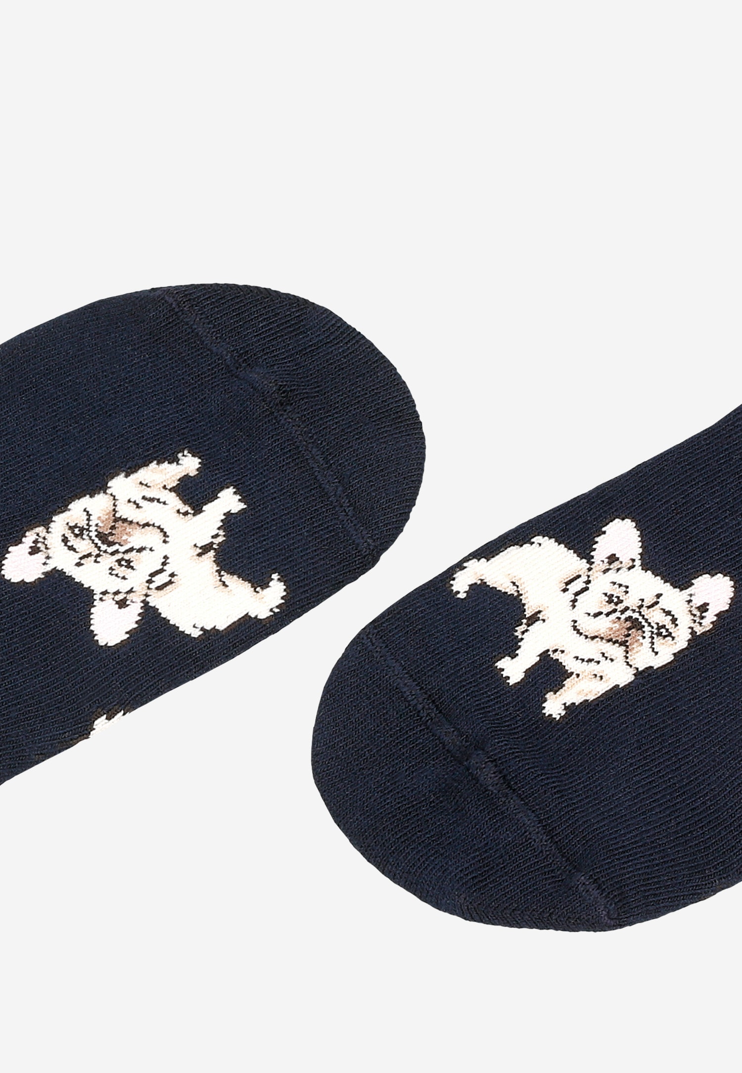 Granatowe stopki z printem w buldoga francuskiego