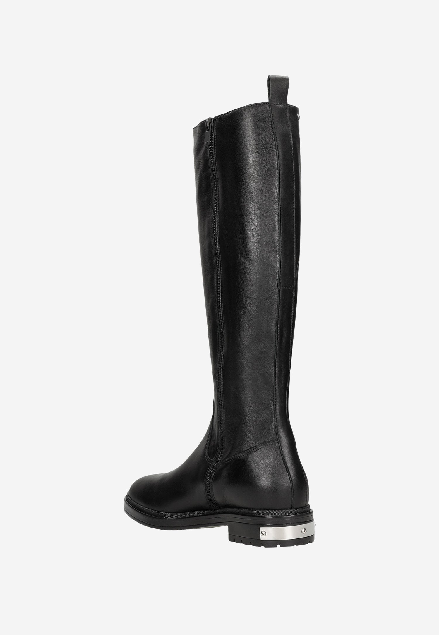 Czarne kozaki damskie oficerki z blaszką na podeszwie