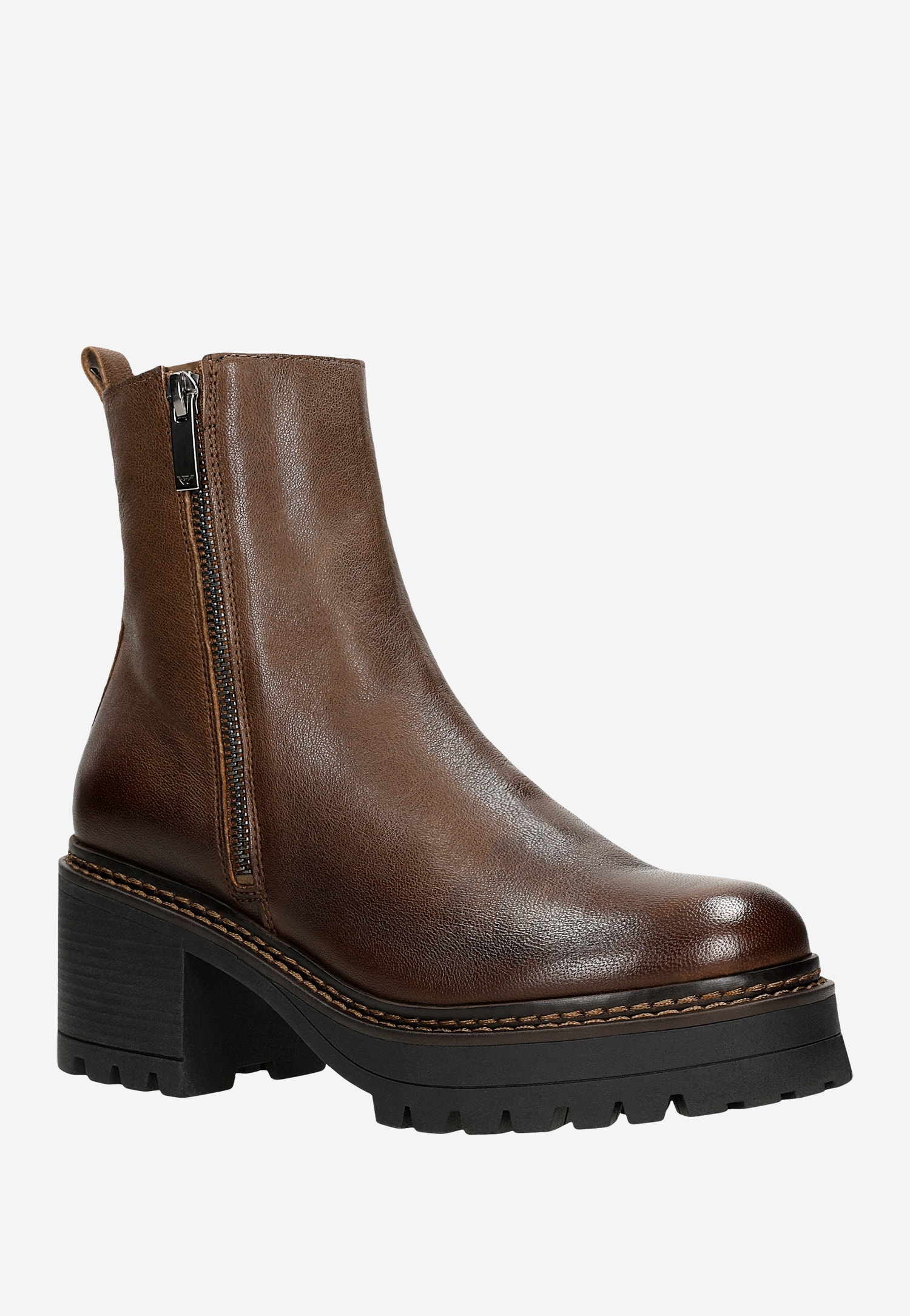 Brązowe botki damskie z ociepleniem