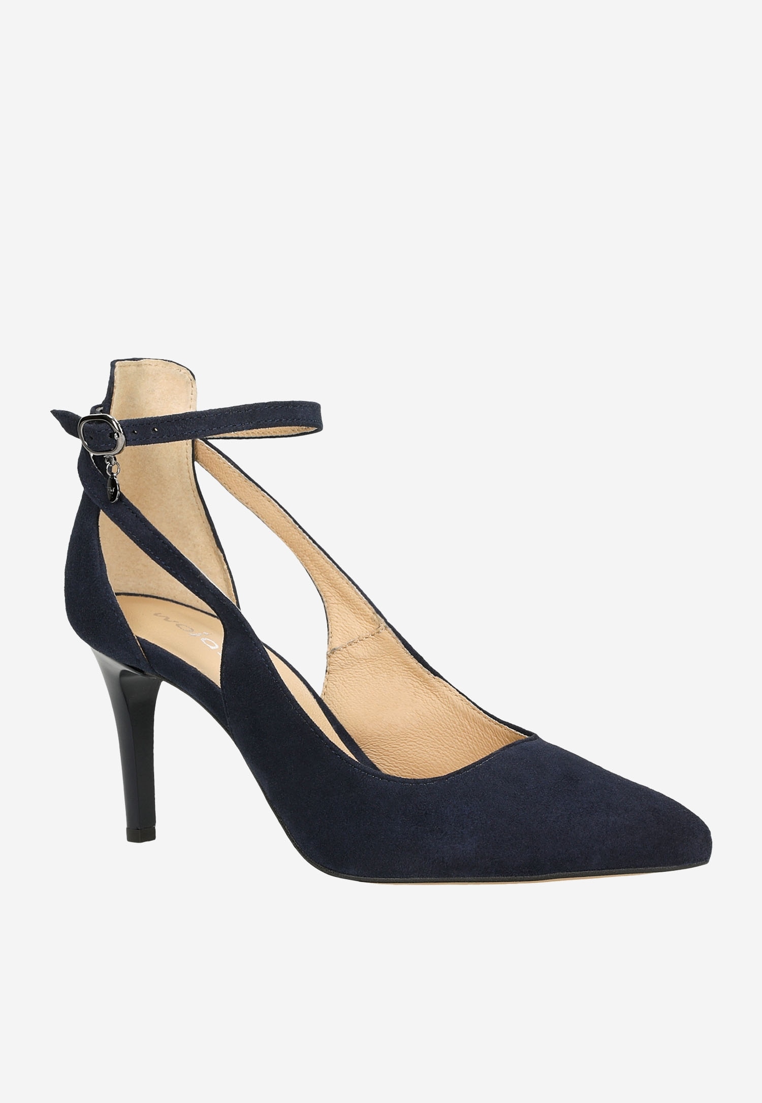 Czarne czółenka damskie z zapięciem wokół kostki