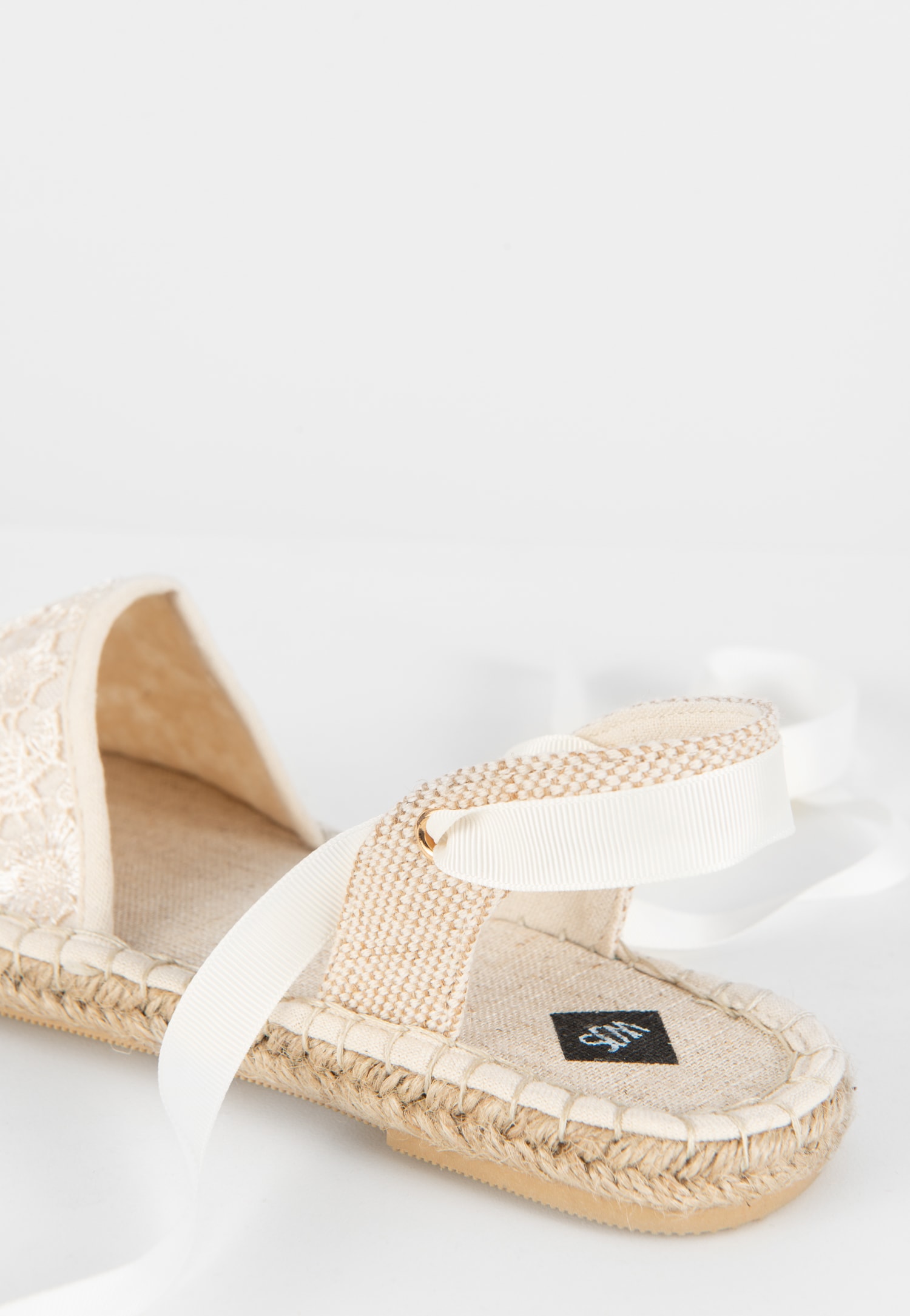 WJS beżowe espadryle damskie z wiązaniem wokół kostki