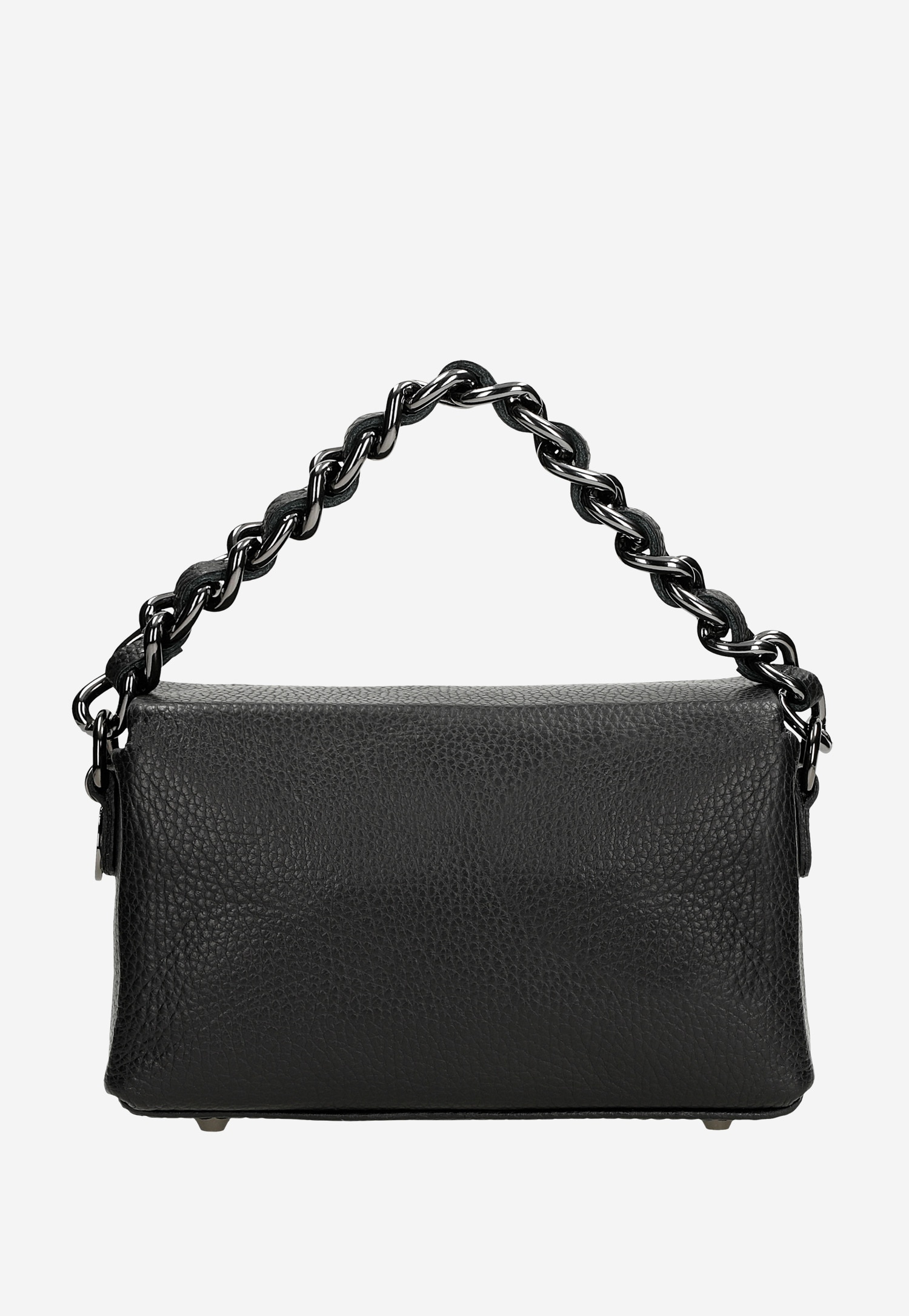 Mała skórzana torebka damska z ozdobnym łańcuszkiem