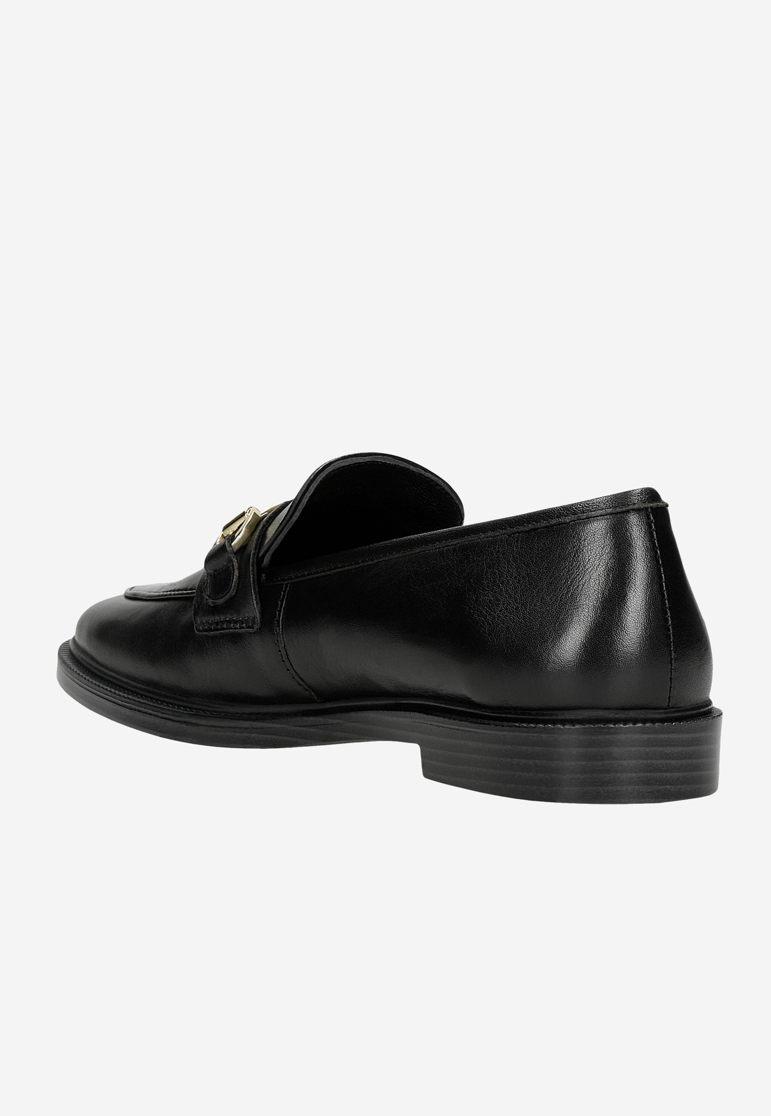 Czarne mokasyny ze skóry licowej ze złotą ozdobą