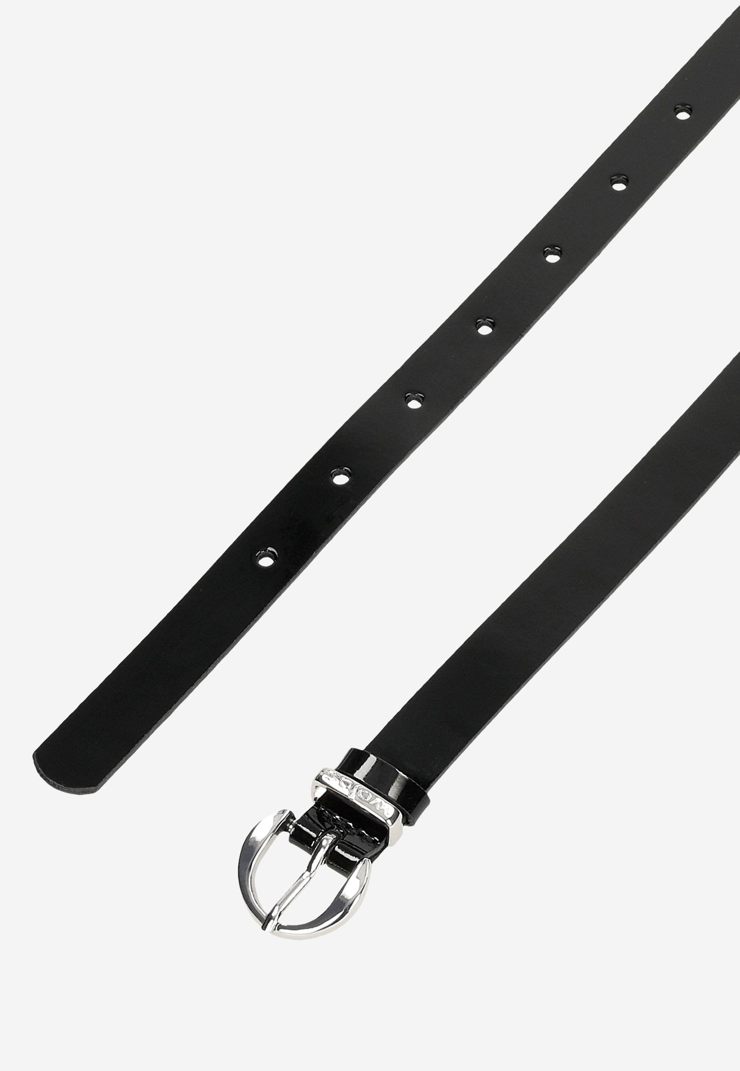 Czarny pasek damski z lakierowanej skóry licowej