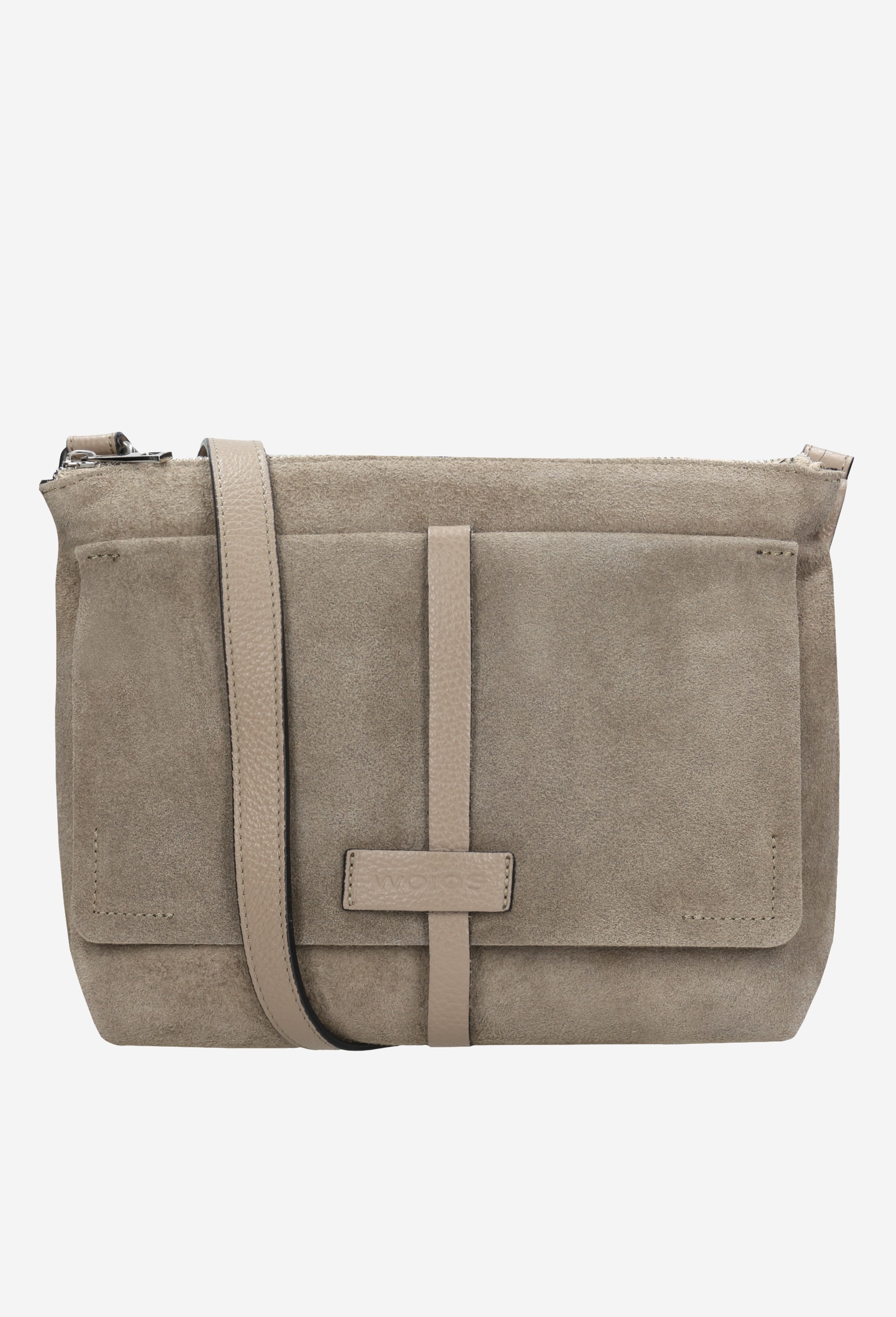 Niewielka beżowa torebka damska z łączonych skór