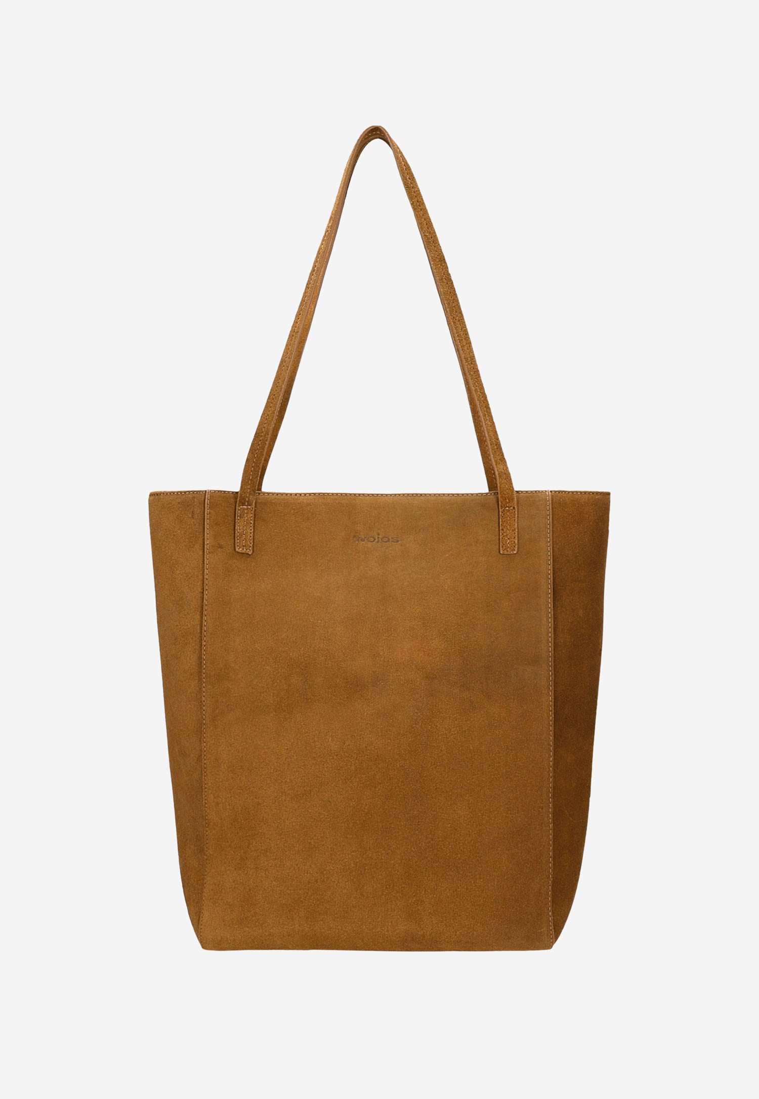 Duża shopperka damska z jasnobrązowej dwoiny welurowej
